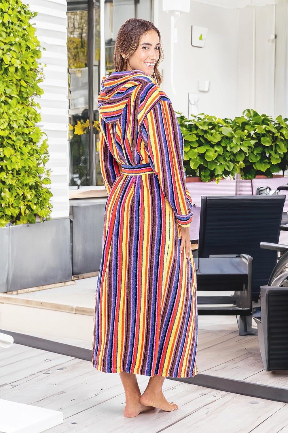 Alexander Del Rossa Womens Robe, Long Plush Bathrobe with Hood, Hooded Robes for Women Plus Size Bath Robe