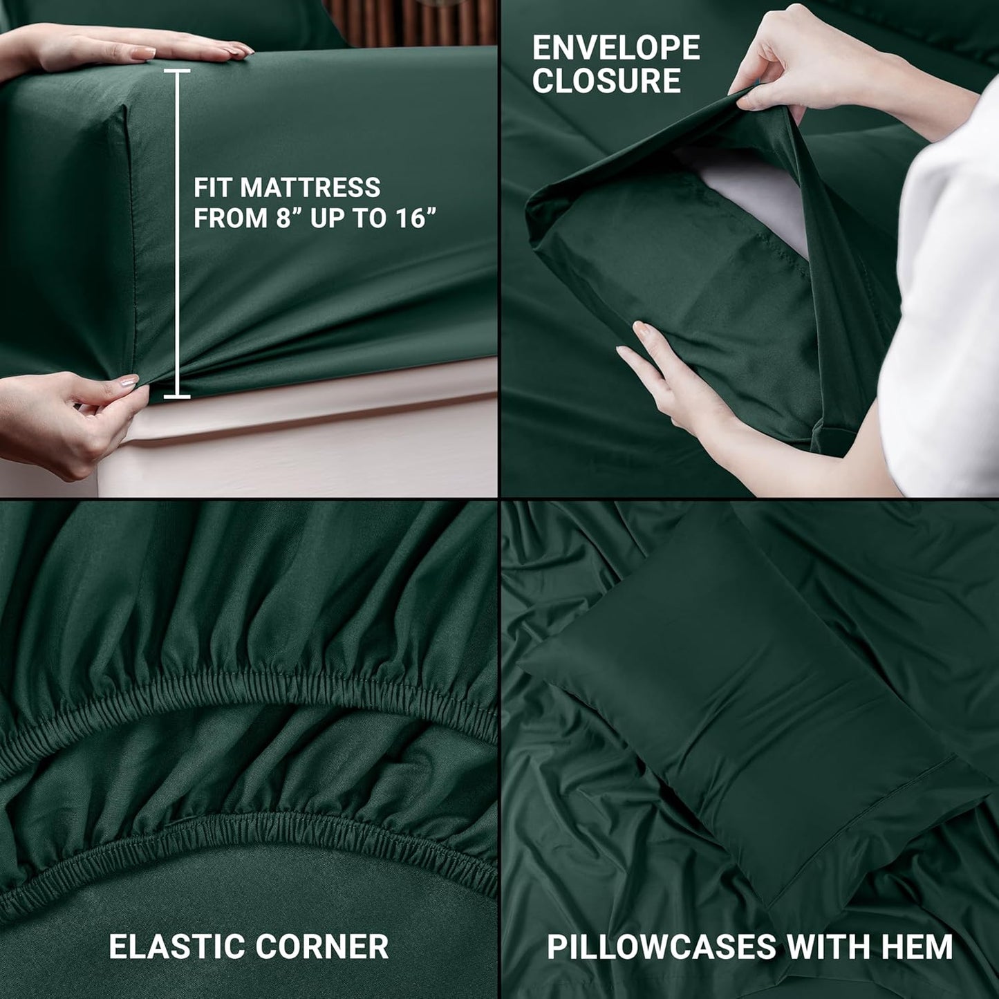 Utopia Bedding Twin Bed Sheets Set - 3 Piece Bedding - Brushed Microfiber - Shrinkage and Fade Resistant - Easy Care (Emerald Green)