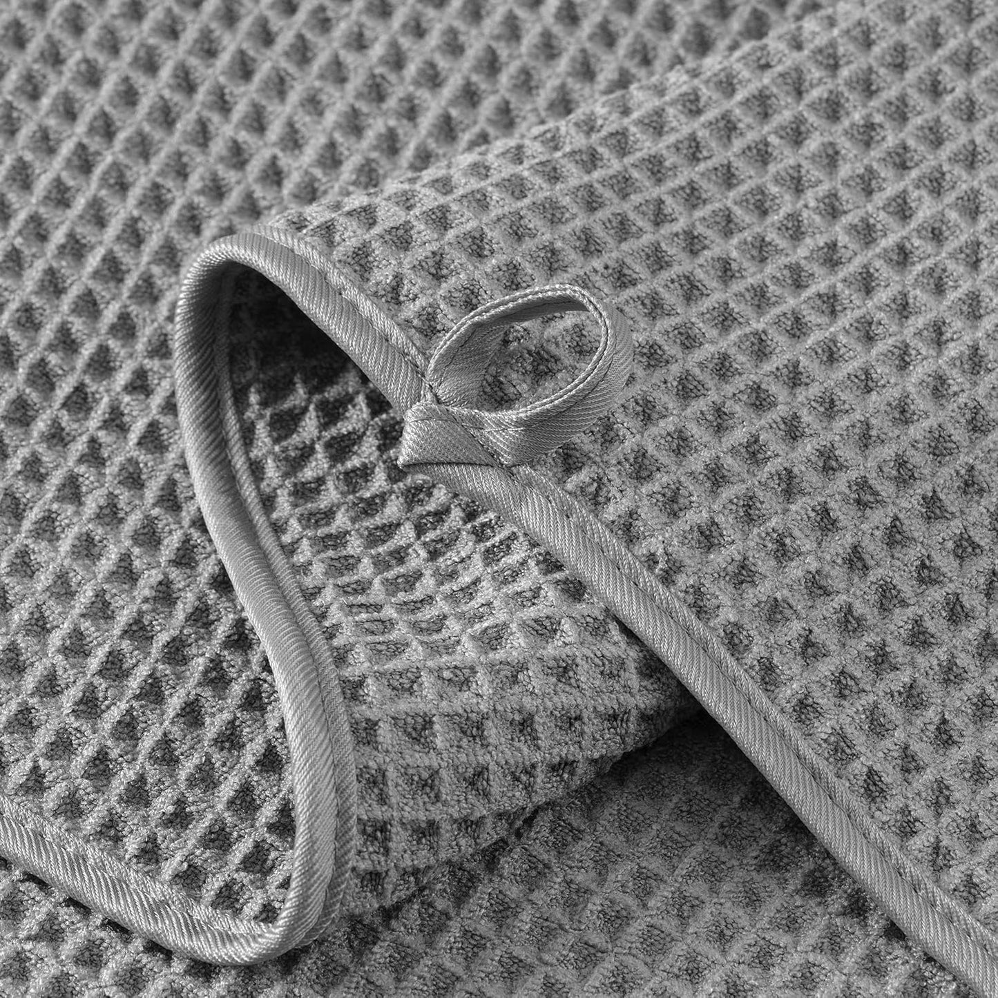 New Microfiber Waffle Bath Towels, 2 Pieces, Oversized, Soft, Absorbent, Fast Drying, Lint Free (Gray)