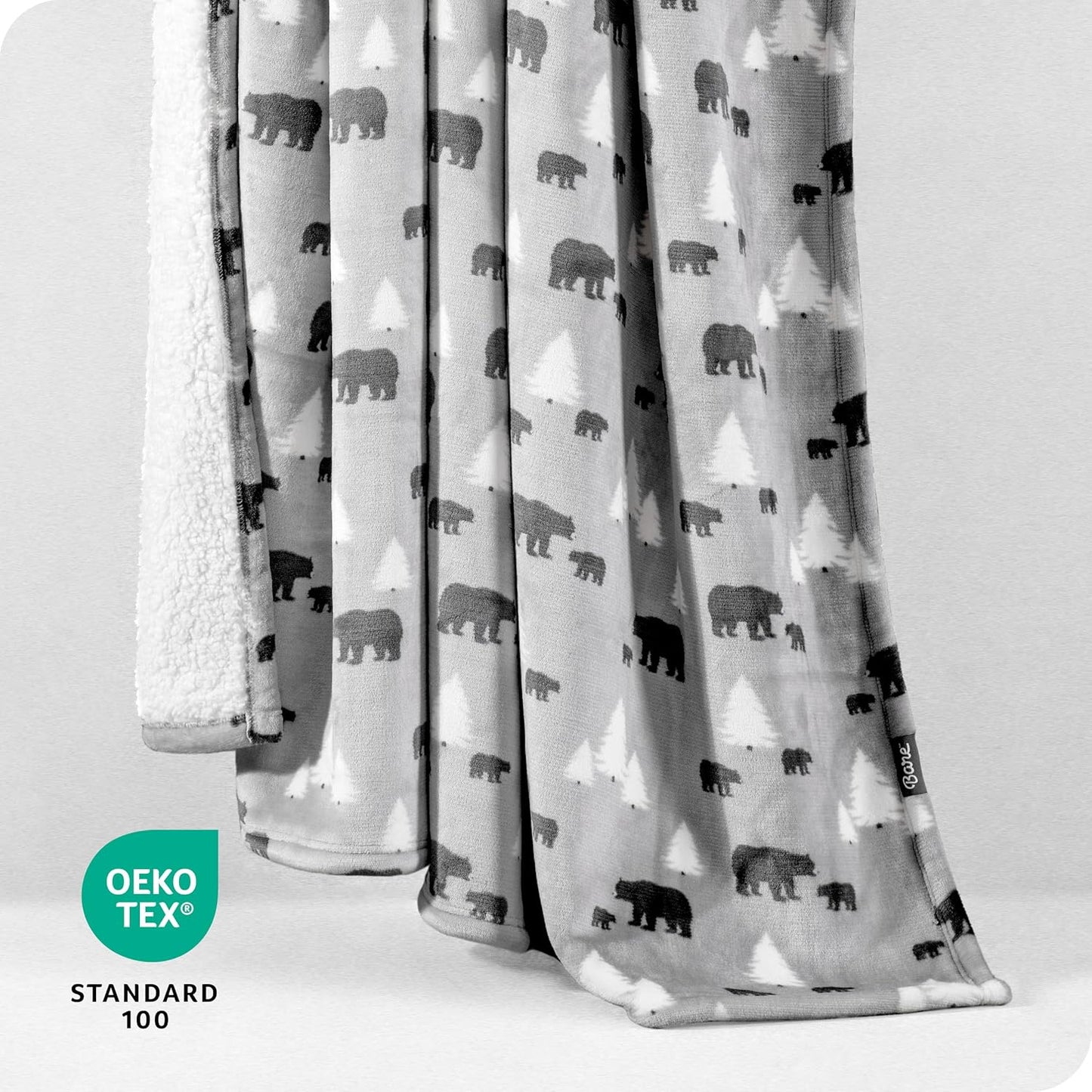 Bare Home Sherpa Fleece Blanket - Full/Queen Size - Blanket for Bed, Sofa, and Couch - Warm & Lightweight - Fluffy & Soft - Reversible (Full/Queen, Kodiak)