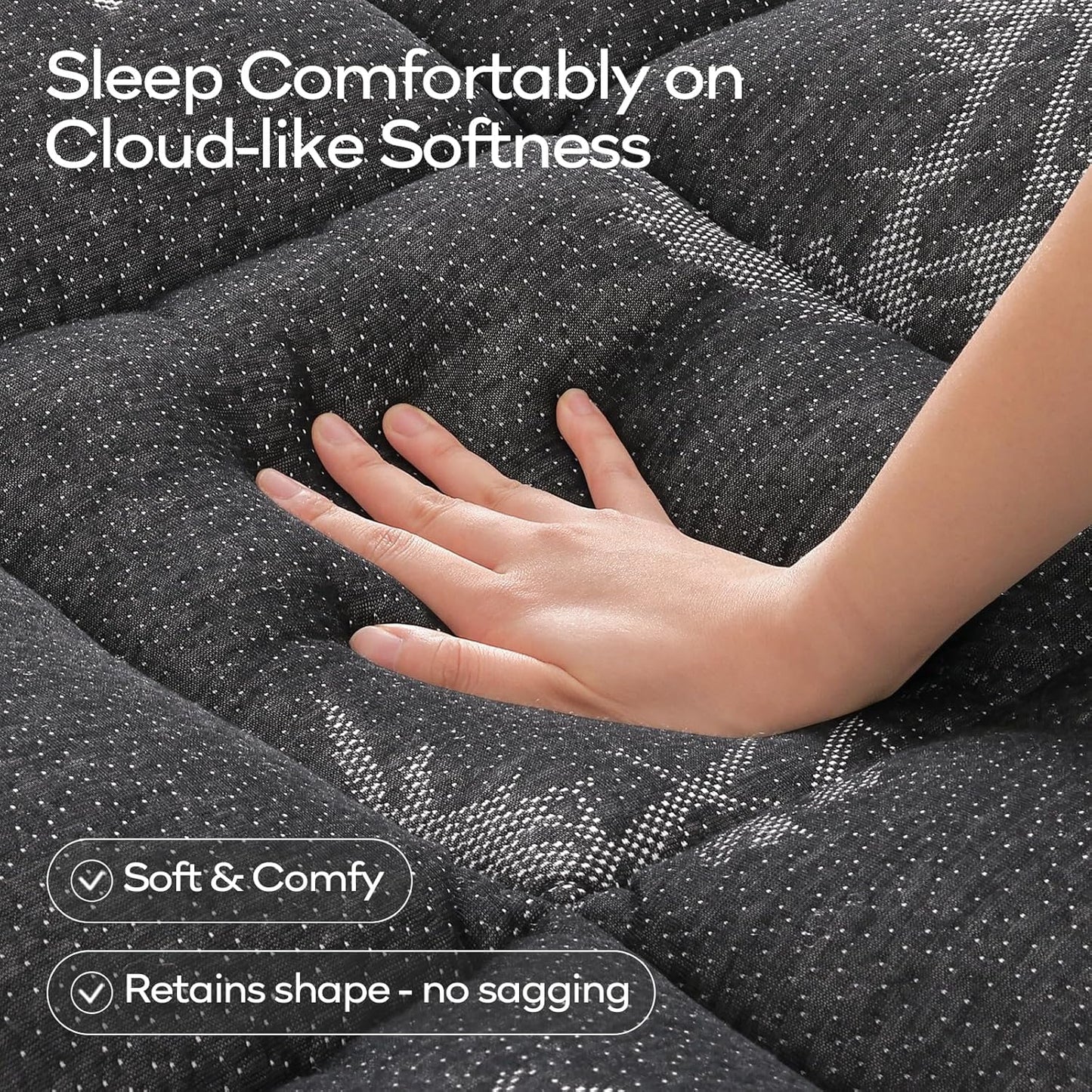 OLANLY King Mattress Topper – Viscose Made from Bamboo, Cooling Soft King Pillow Top Mattress Pad for Back Pain Relief, Plush Down Alternative Fill Bed Topper with Elastic Deep Pocket, Dark Gray