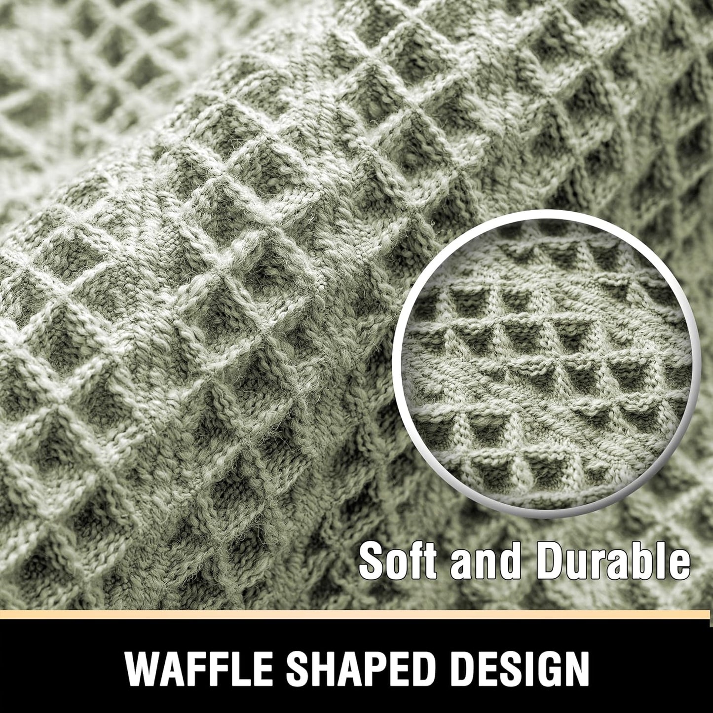 H.VERSAILTEX Waffle Bath Runner Rug Long Bath Mat Super Absorbent Boho Bath Rugs Non Slip Bath Runner for Bathroom Floor Machine Washable Dry Fast Bathroom Rugs with Tassels, 24" x 72", Sage
