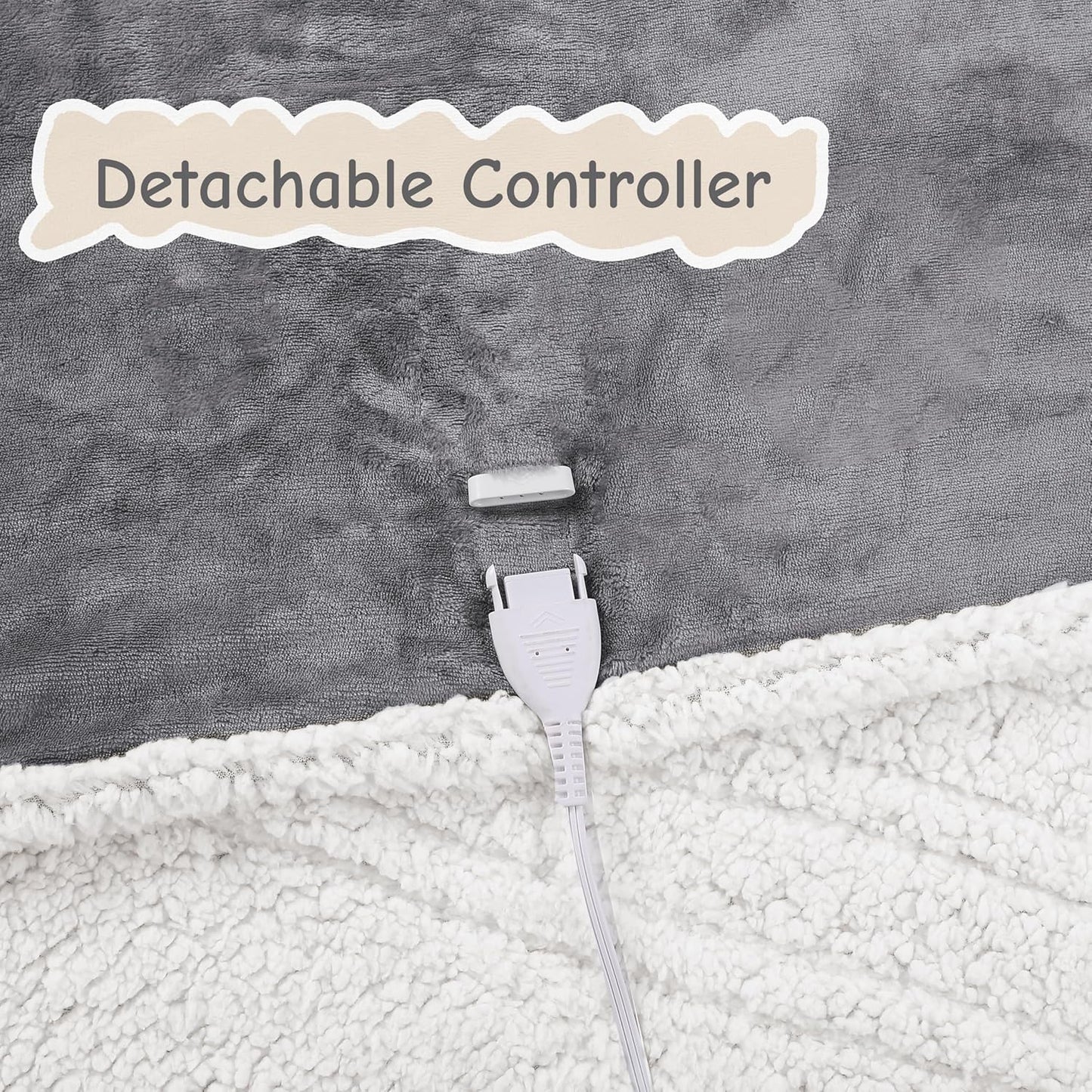 Electric Heated Blanket Queen Size 84"x90", Soft Flannel with Dual Controllers & Overheat Protection, 6 Adjustable Heat Settings & 10-Hour Auto-Off Timer, Fast Heating for Winter Comfort, Light Gray