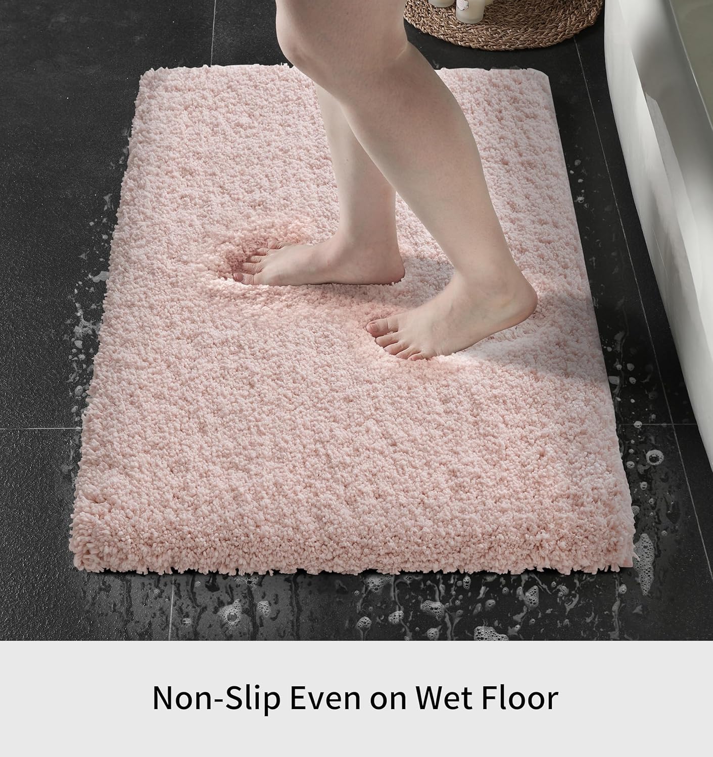 Pink Bathroom Rug 24x36 Non Slip Fluffy Bath Mat for Bathroom Floor Washable Plush Luxury Bath Rug for Tub Soft Shaggy Absorbent Shower Sink Mat