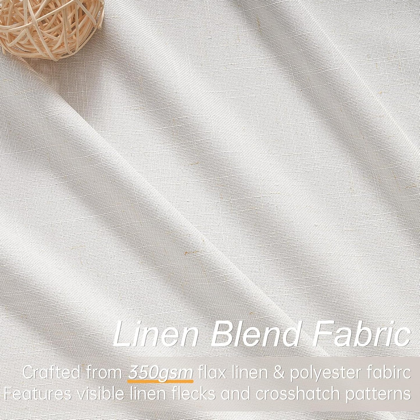 Topfinel 102 Inches Long Custom Blackout Linen Curtains, Pinch Pleated Noise Cancelling Curtains with Pin Hooks for Traverse Rods, Burlap Viral Drapes 2 Panels for Living Room Master Bedroom