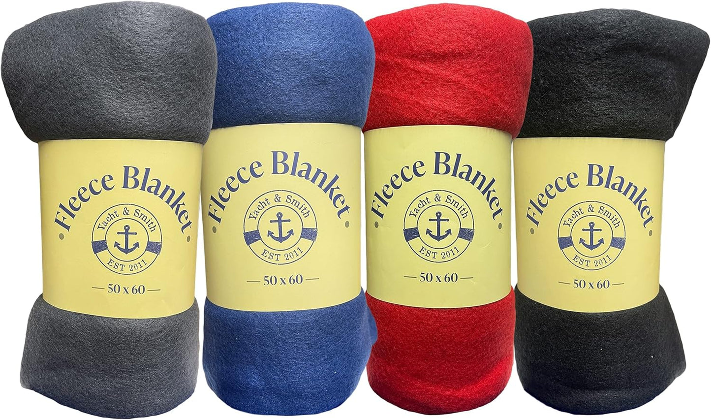 Yacht & Smith 24 Pack of Soft Fleece Blankets 50 X 60, Lightweight, Cozy Warm Throws Dark Colorful Blanket Sofa Travel Outdoor, Wholesale