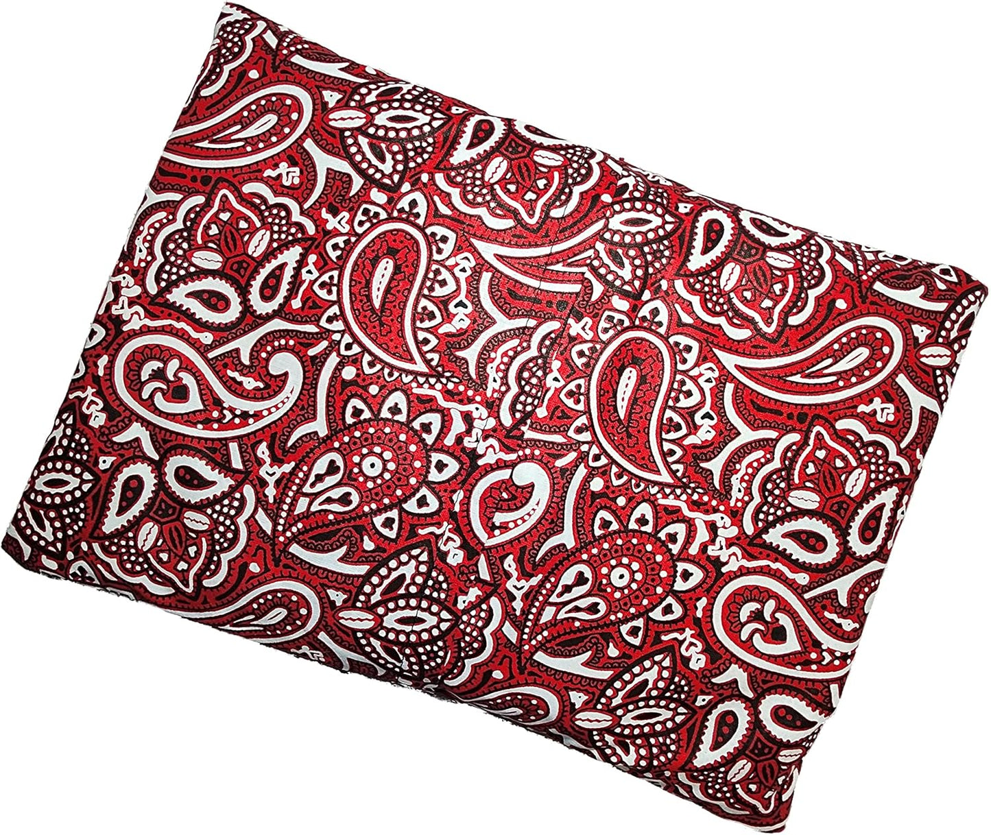 Microwavable Corn Filled Heating Pad and Cold Pack/Washable 100% Cotton Cover (Bandana - Shiny Red, 7.5in W x 11in L)