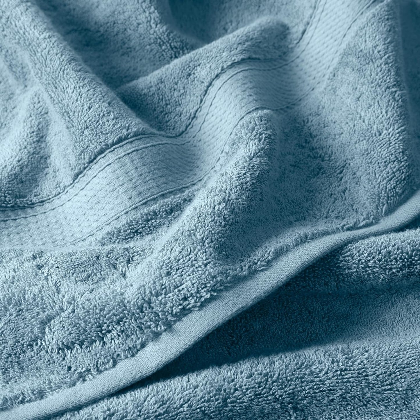 Superior Egyptian Cotton Pile 6 Piece Towel Set, Includes 2 Bath, 2 Hand, 2 Face Towels/Washcloths, Ultra Soft Luxury Towels, Thick Plush Essentials, Guest Bath, Spa, Hotel Bathroom, Denim Blue