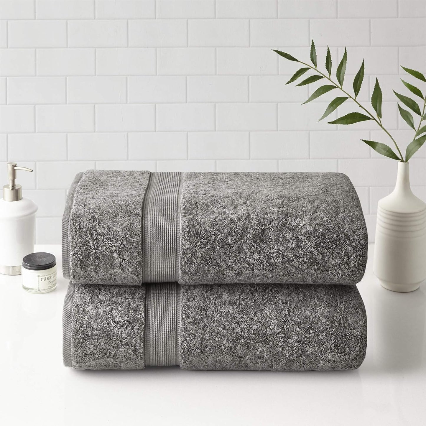Madison Park 800GSM Bath Sheet Towel Oversized 34" x 68" 2 Pack 100% Cotton Bath Towel Set Highly Absorbent Hotel Spa Quality for Bathroom, Grey