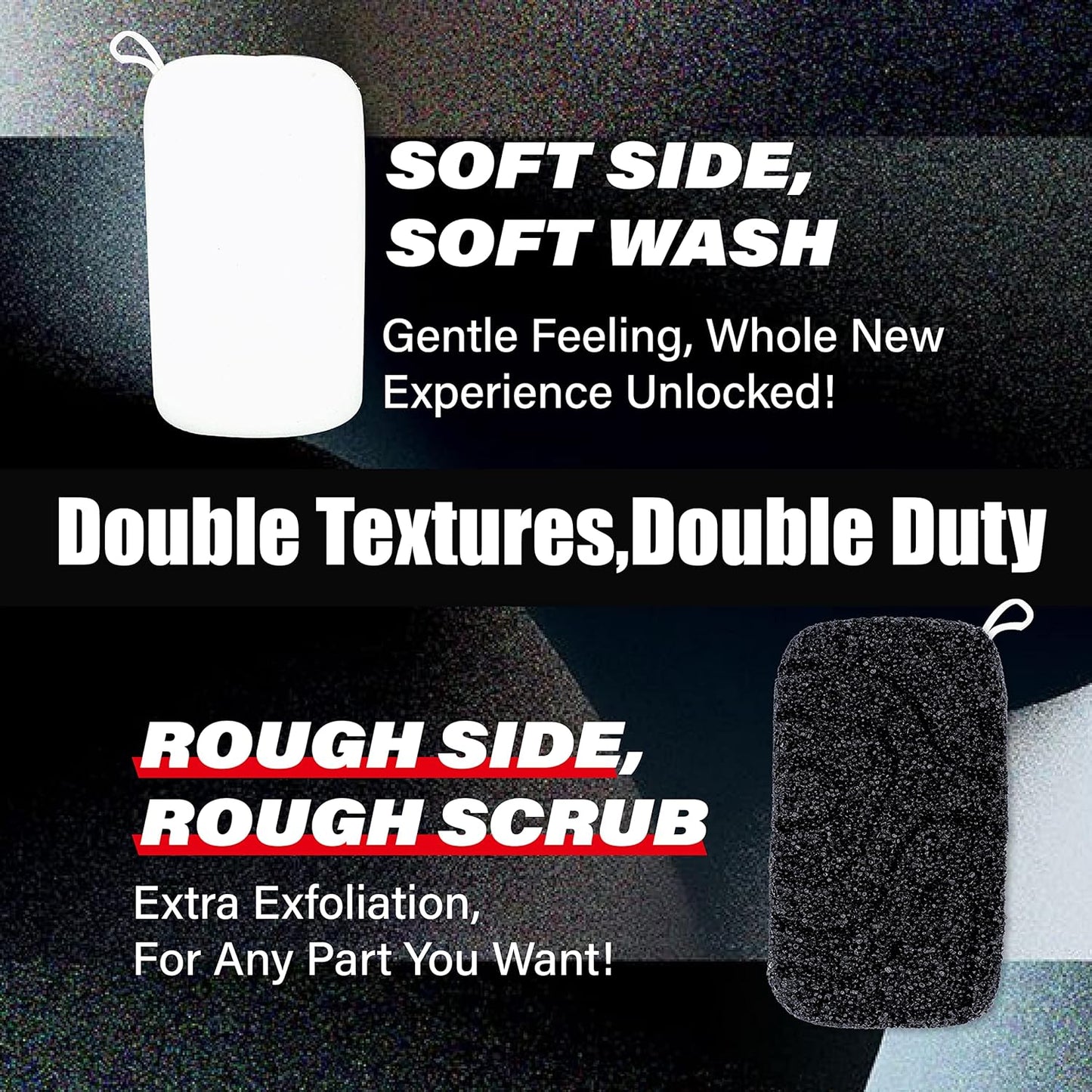 myHomeBody Extra Exfoliating Body Scrubber, Bath Sponge for Women, Loofah Exfoliator for Men, 2pc