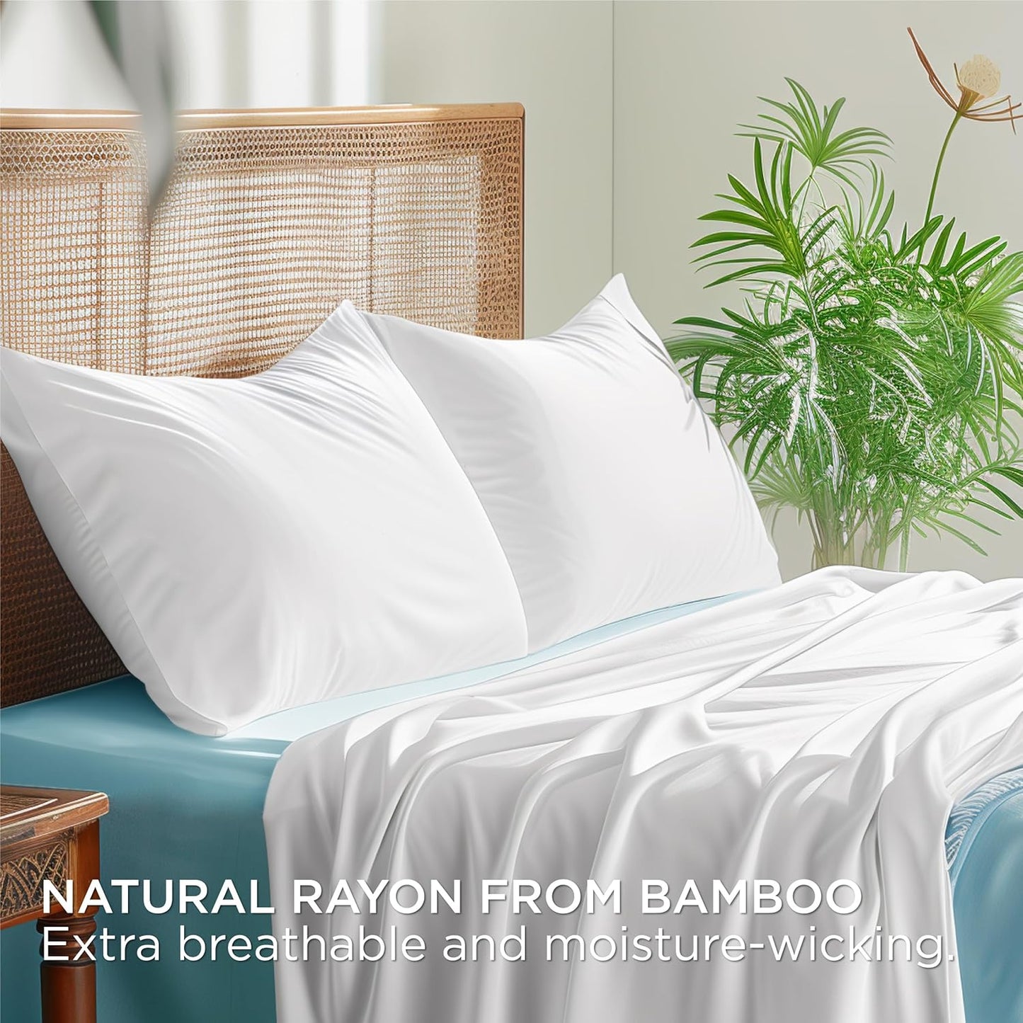 Bedsure King Size Pillow Cases Set of 2, Cooling Pillow Cases King, Rayon Derived from Bamboo White Pillowcases, Breathable & Silky Soft Cool Bedding Pillow Covers with Envelope Closure, 20x36 Inches