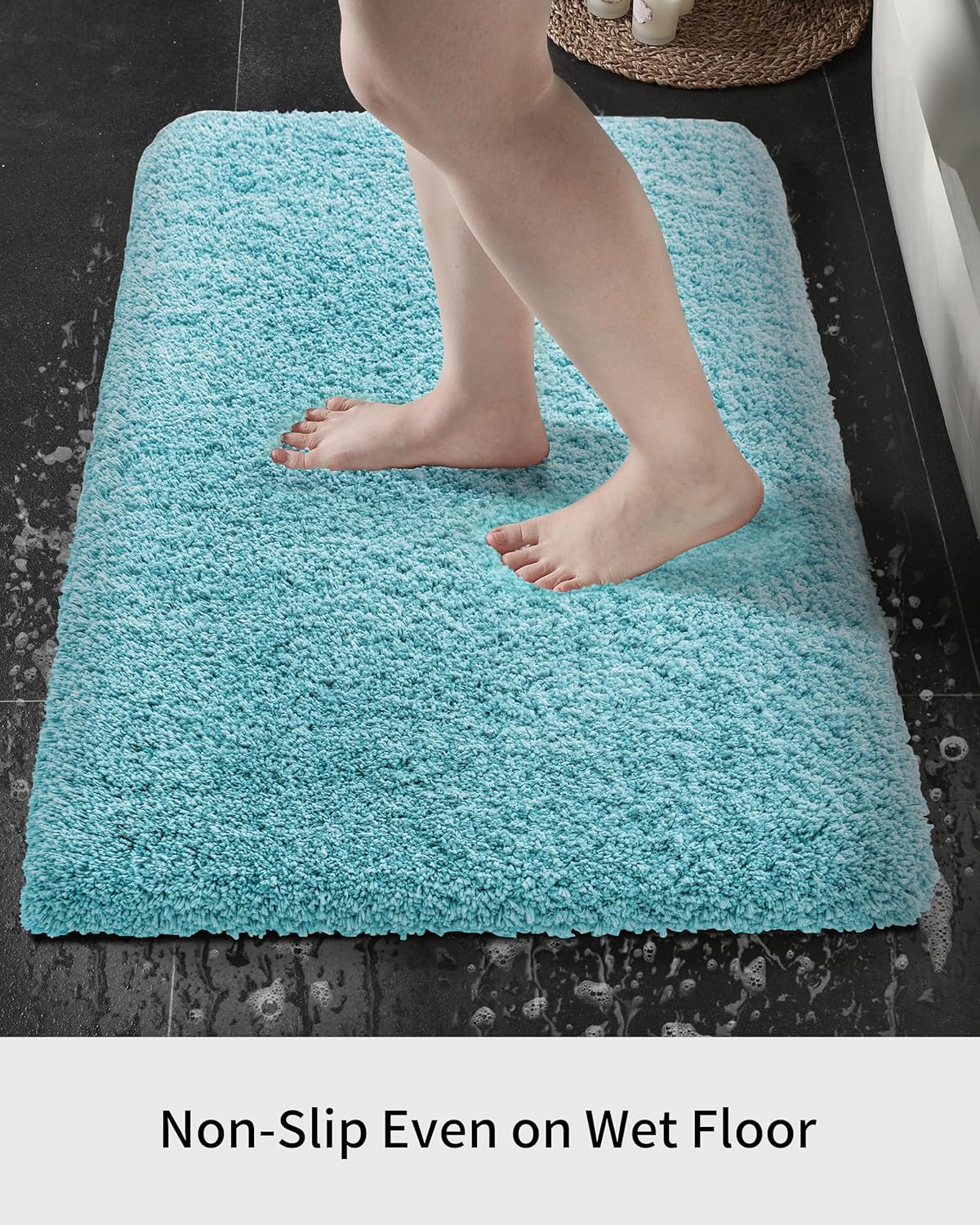 Bathroom Runner Rug 24x70 Teal Non Slip Fluffy Long Bath Mat for Bathroom Floor Washable Plush Luxury Large Bath Rug for Tub Absorbent Runner Rug for Bedside