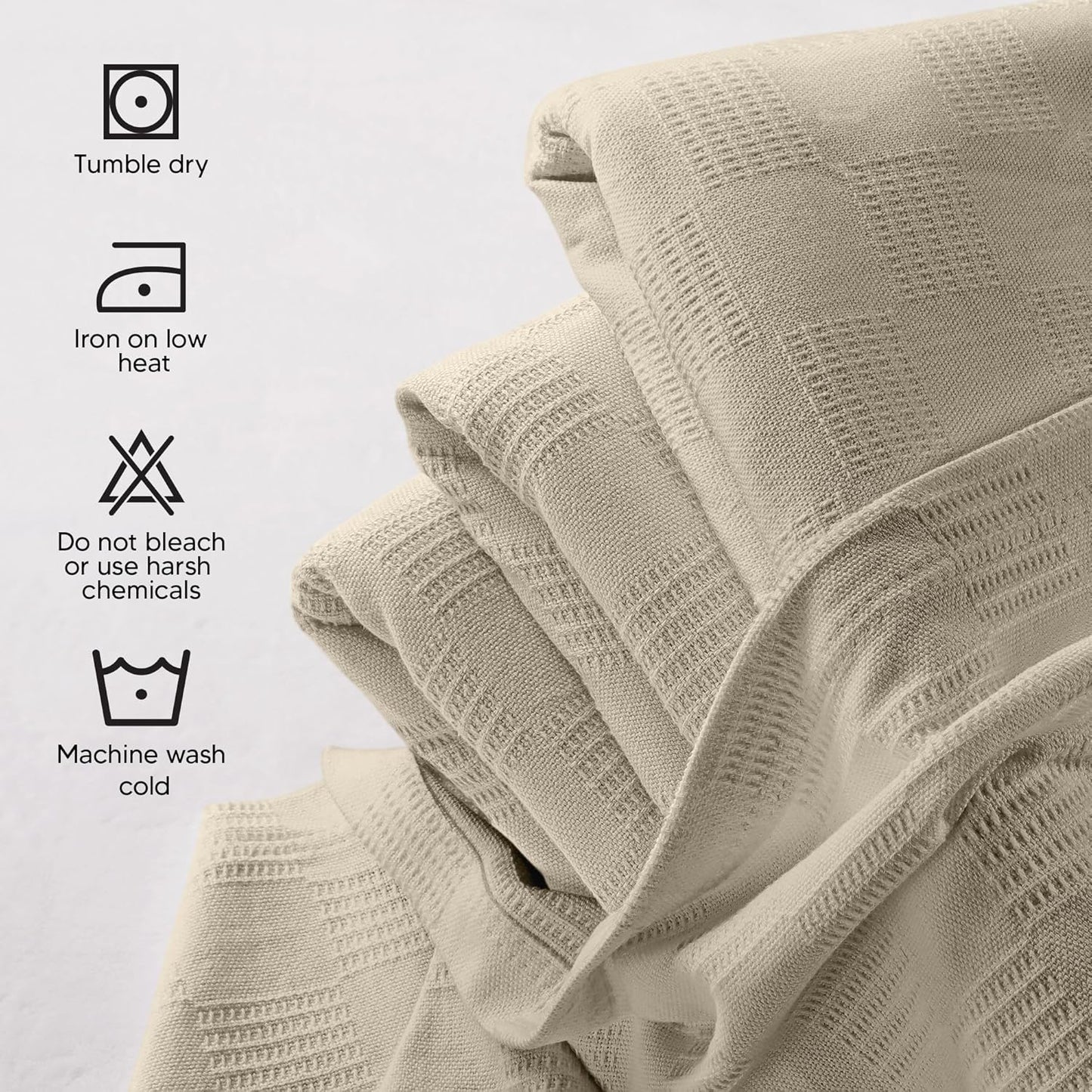 Utopia Bedding Khaki 100% Cotton Blanket [Queen Size - 90x90 Inch] 350GSM Lightweight, Soft and Breathable Thermal Blanket for All Seasons
