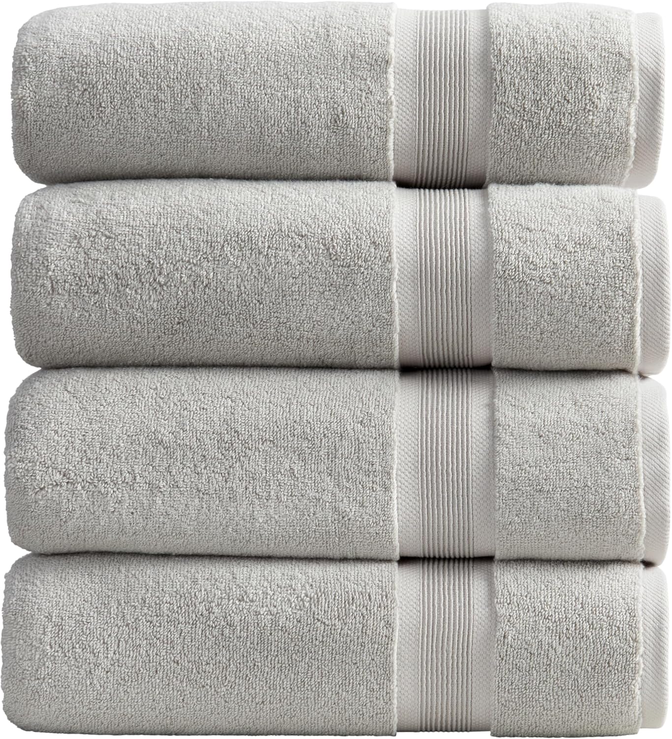 Springtree Home Luxury Bamboo Rayon Bath Towel Set of 4 | 35% Bamboo Rayon - 65% Cotton | Absorbent Quick-Dry Towels for Bathroom | Oeko-TEX Standard 100 Cotton | Grey - 4 Pack