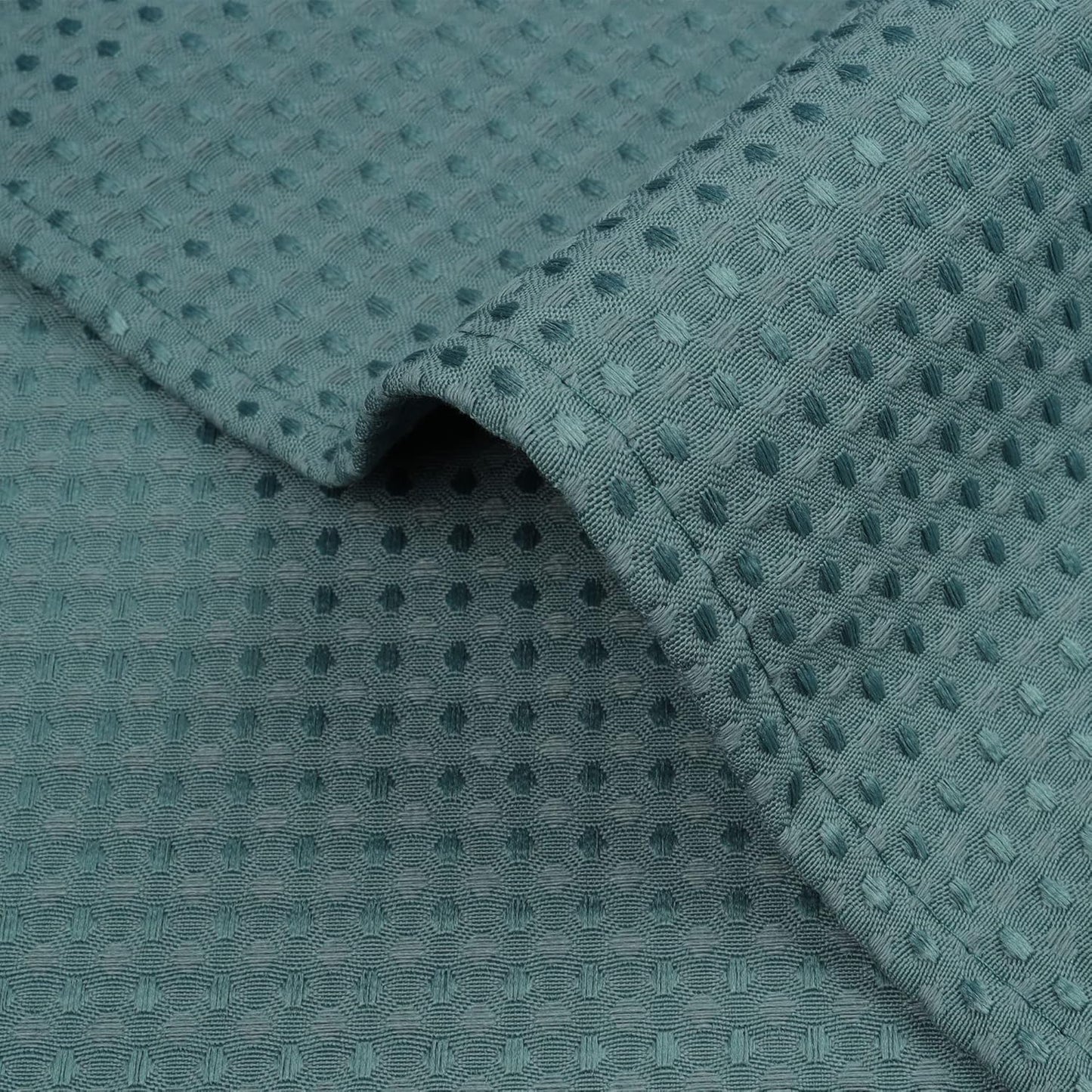 River Dream Heavyweight No Hooks Required Dotted Waffle Weave Shower Curtain with Snap in Liner - 71W x 74H,Hotel Grade,Spa Like Bath Curtain,Teal
