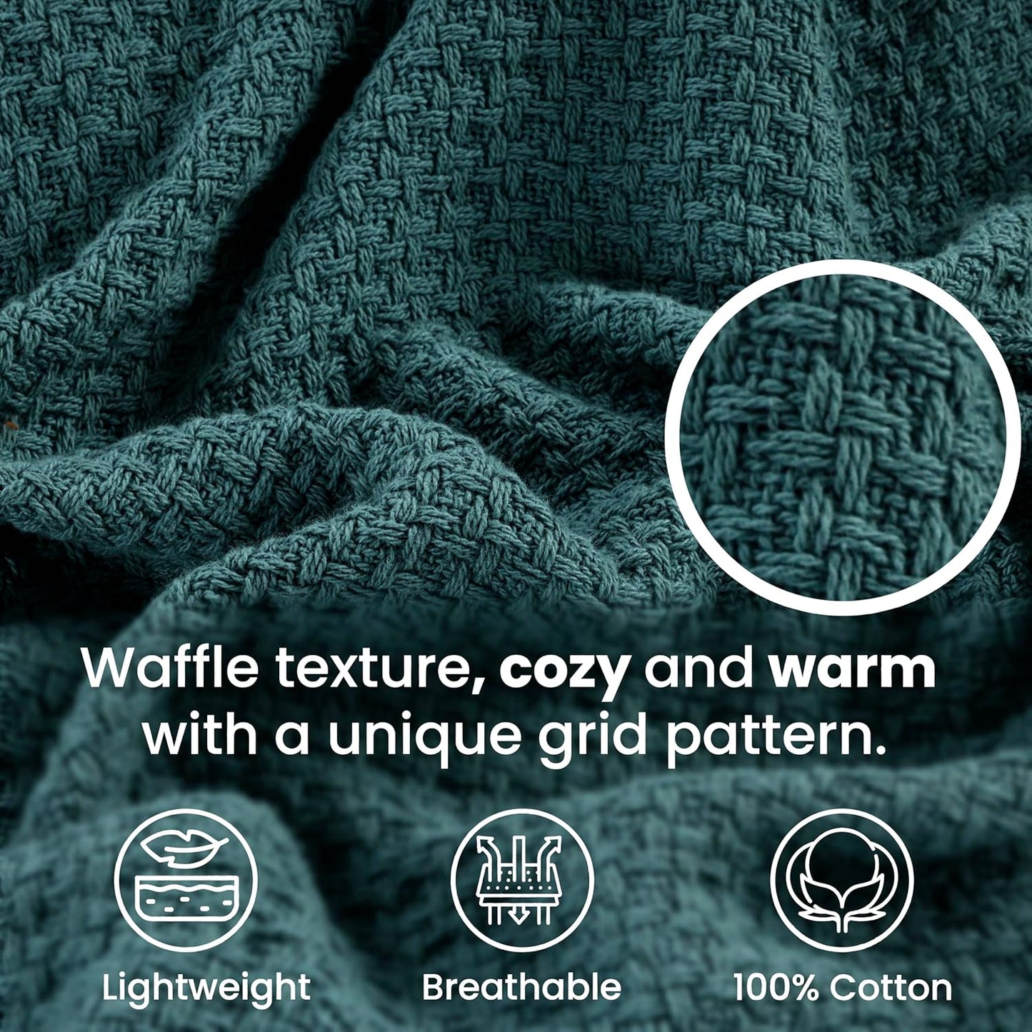 HILLFAIR 100% Cotton Blanket for Bed, Soft Lightweight & Breathable Summer Oversize Cotton Blankets, Premium Cozy Throw Layers for Bed, Couch and Sofa: Wedgewood (120"x120")