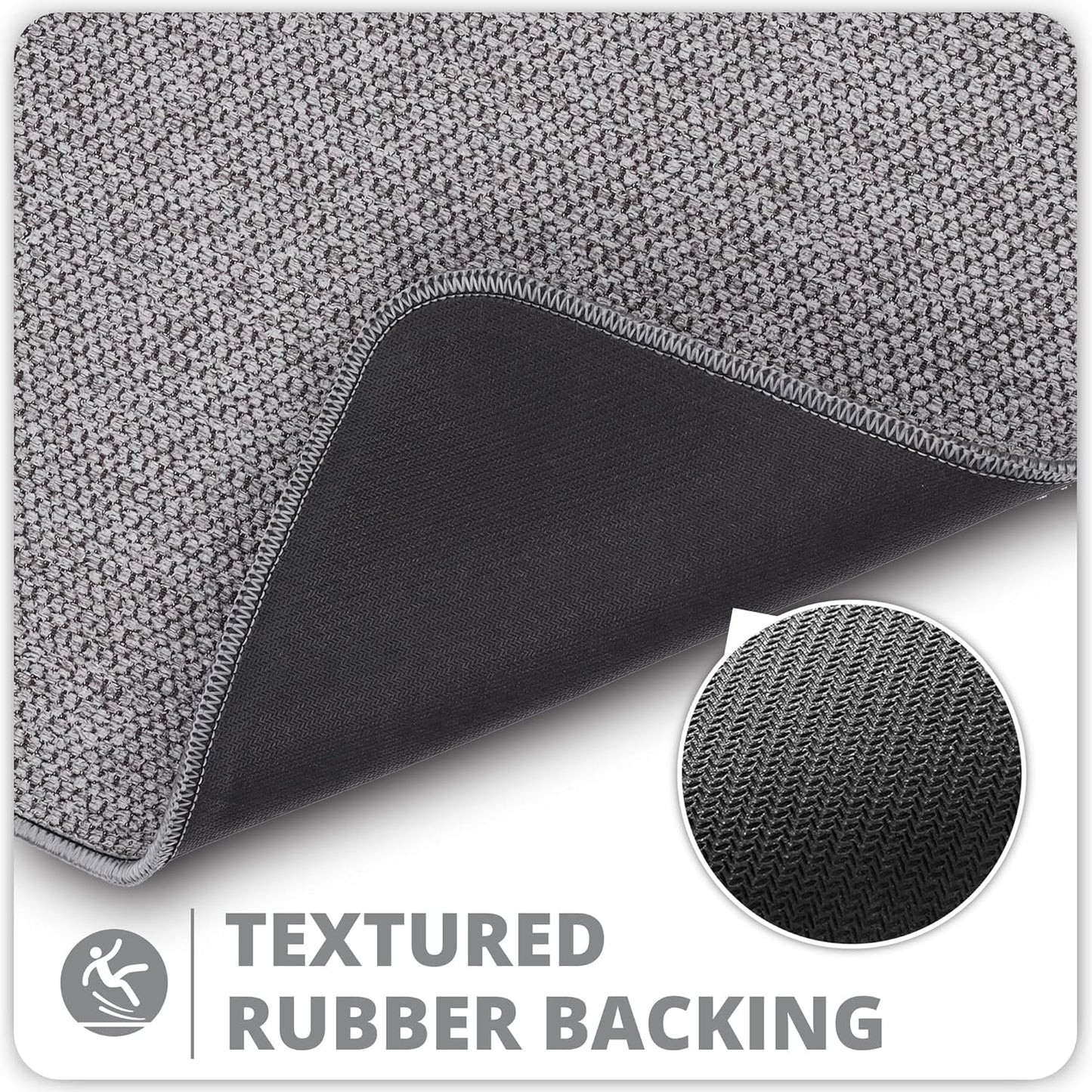 Bath Mat,Ultra Thin Bathroom Runner Rugs,Large Bath Mats for Bathroom,Quick Dry,Non-Slip,Machine Washable,Low Pile,Bath Rug,Shower Outside,Sink,Home Decor Accessories.Grey,1'5"x4'11"（17x59inch）