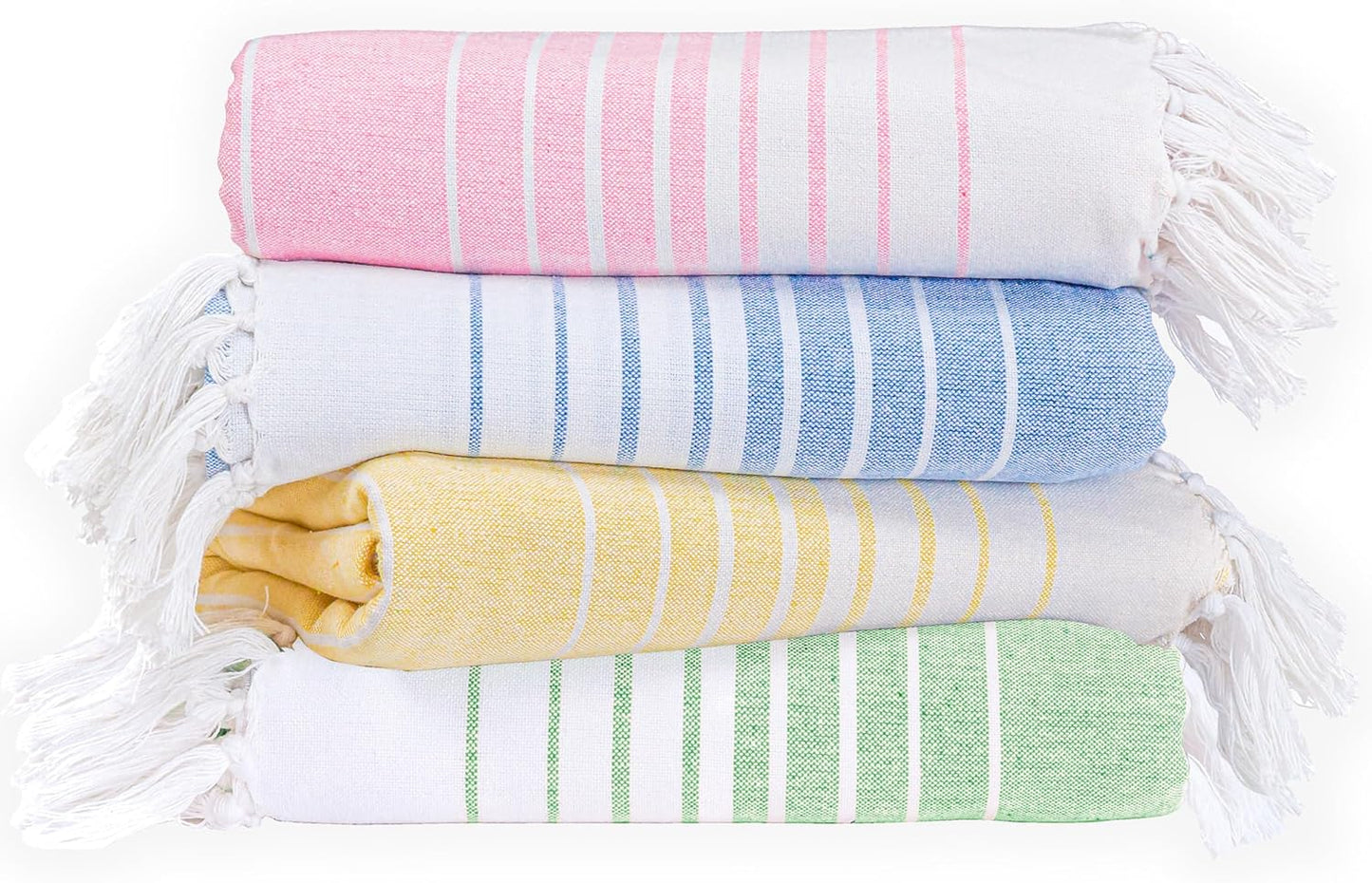 Native Fab Oversized Beach Towel, 4 Pack, 40x71 inches 100% Cotton Turkish Peshtemal for Adults,Soft & Absorbent, Extra Large Beach Towel for Hammam Spa Beach Blanket Bath, Cabana Strips, Multi Color