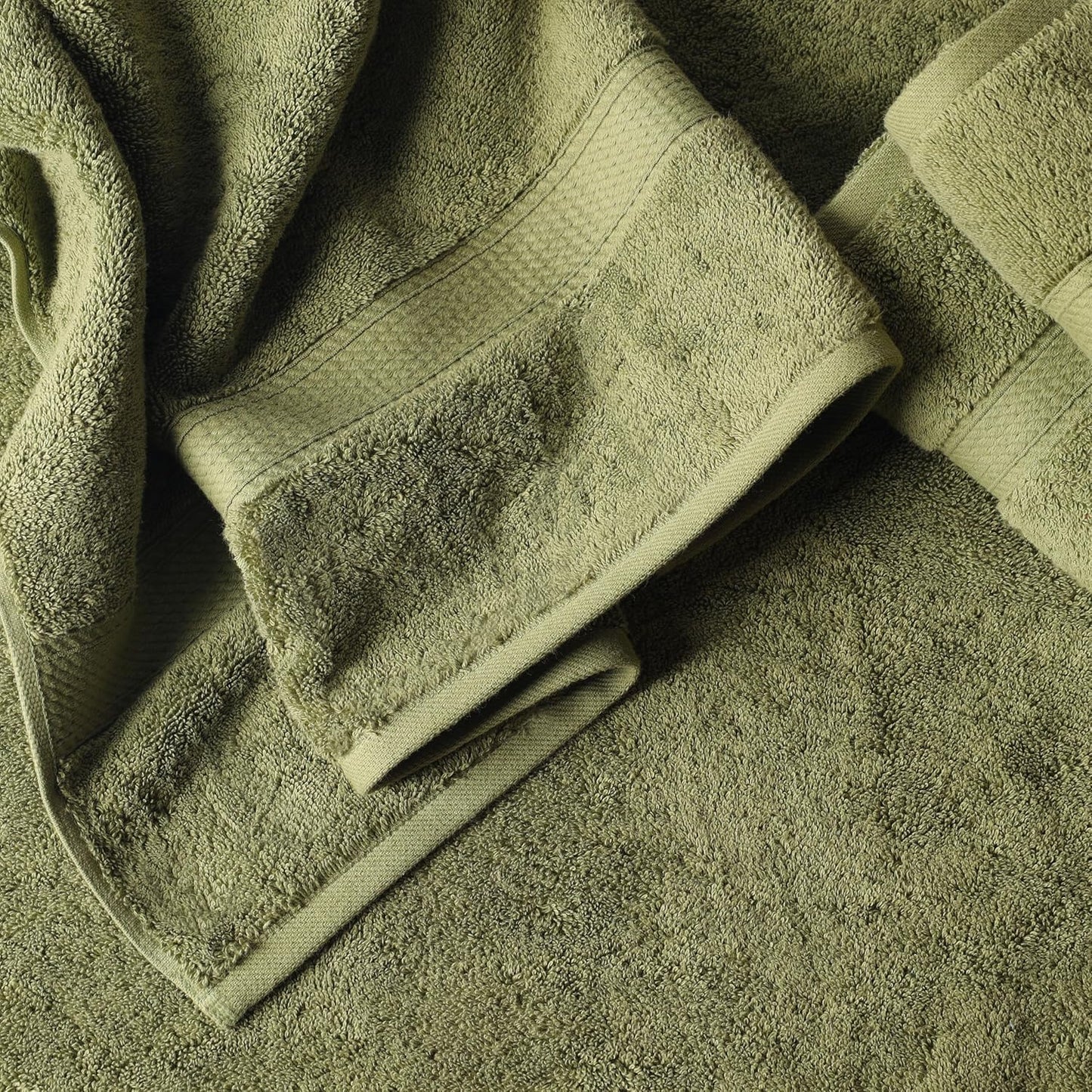 Superior Egyptian Cotton Pile 6 Piece Towel Set, Includes 2 Bath, 2 Hand, 2 Face Towels/Washcloths, Ultra Soft Luxury Towels, Thick Plush Essentials, Guest Bath, Spa, Hotel Bathroom, Forest Green