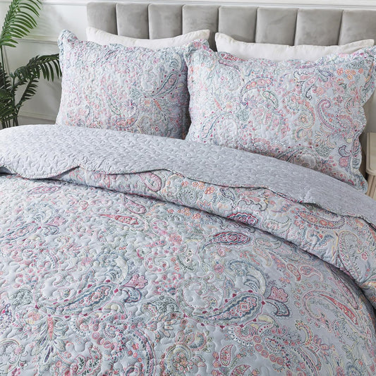 HoneiLife Quilt Sets King Size - Microfiber Bedspreads 3-Piece, Lightweight Coverlets King Quilt Bedding Sets All Season Quilts