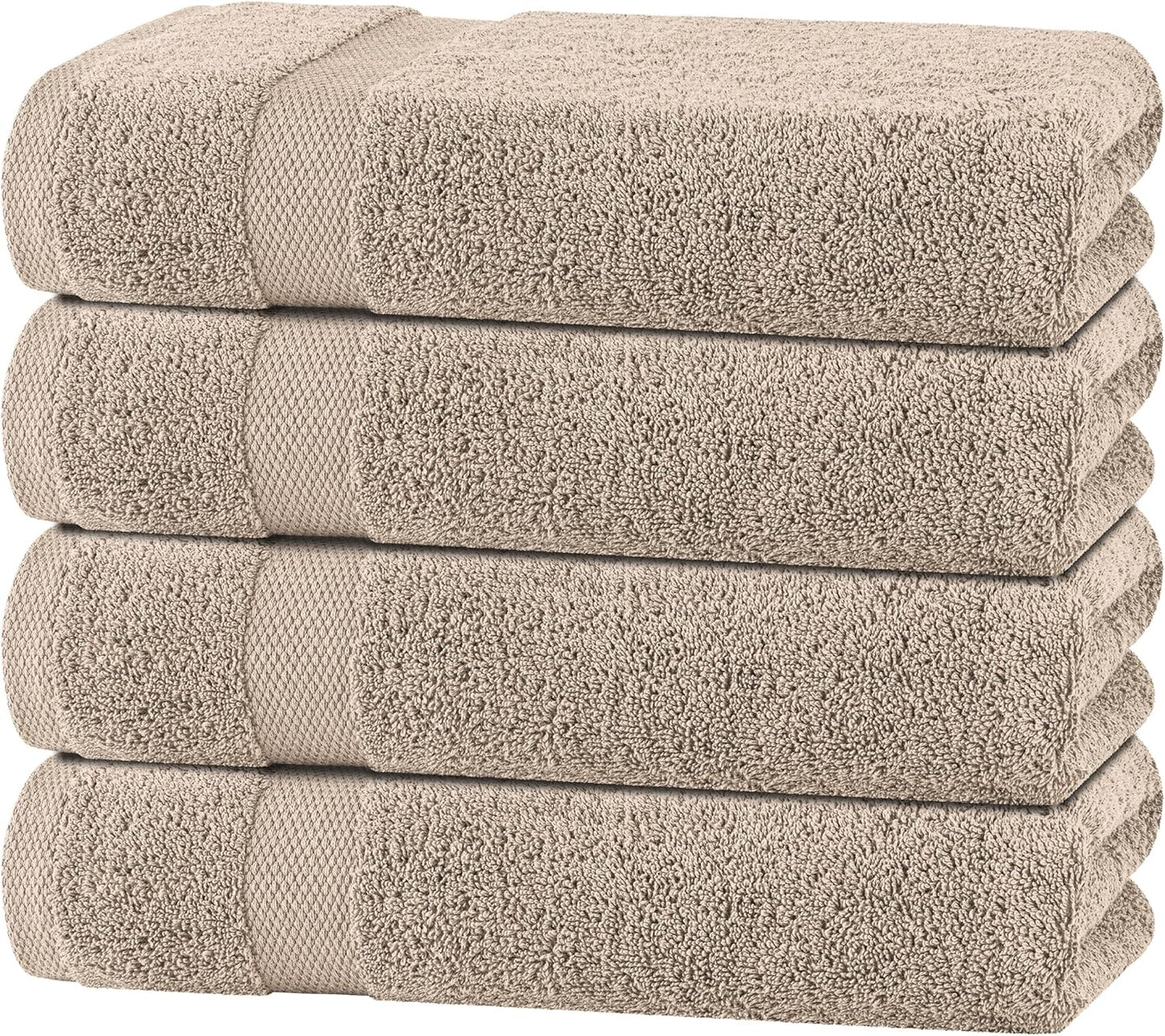 Wealuxe Taupe Bath Towels 27x54 Inch, Cotton Towel Set for Bathroom, Hotel, Gym, Spa, Soft Extra Absorbent Quick Dry 4 Pack