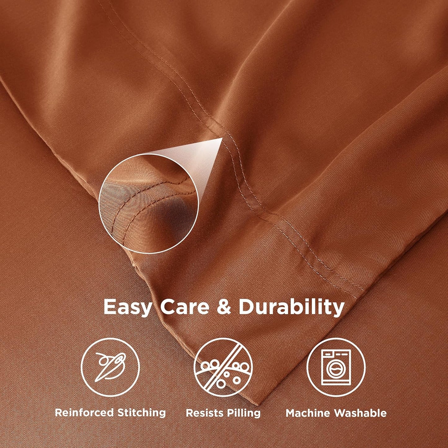 Bedsure Pillow Cases Standard Size, Cooling Pillow Cases, Rayon Derived from Bamboo Burnt Orange Pillowcases Standard Set of 2, Breathable & Soft Pillow Covers with Envelope Closure, 20x26 Inches