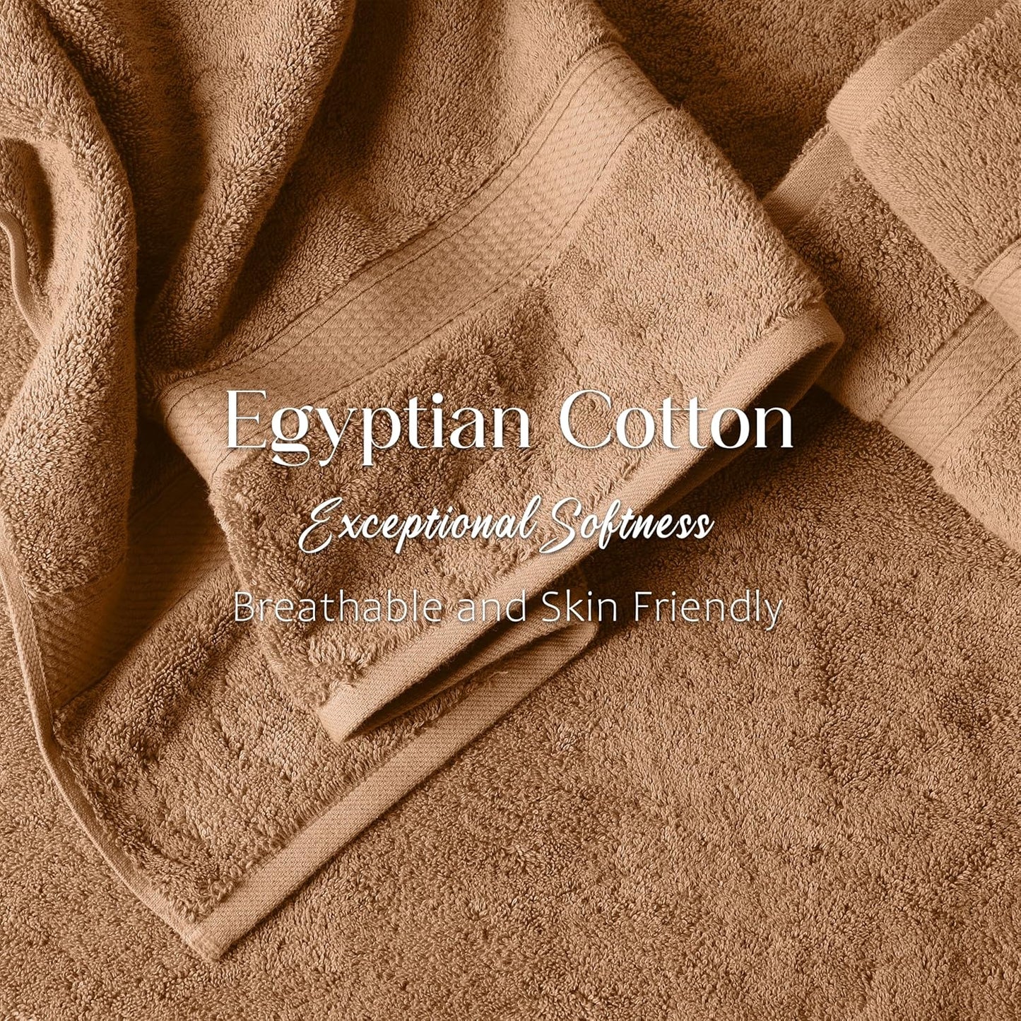 Superior Egyptian Cotton Pile 6 Piece Towel Set, Includes 2 Bath, 2 Hand, 2 Face Towels/Washcloths, Ultra Soft Luxury Towels, Thick Plush Essentials, Guest Bath, Spa, Hotel Bathroom, Rust