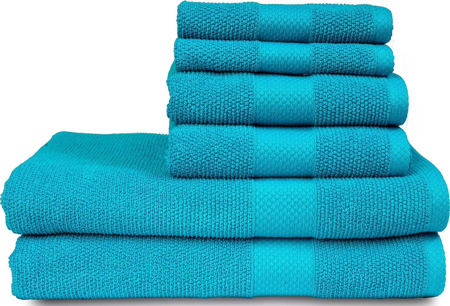 MAURA Premium Bath Towel Set 100% Cotton. 6 Piece Ultra Absorbent Quick Dry Soft Terry Bath Towels for Bathroom, Hotel and Spa Quality, Turquoise