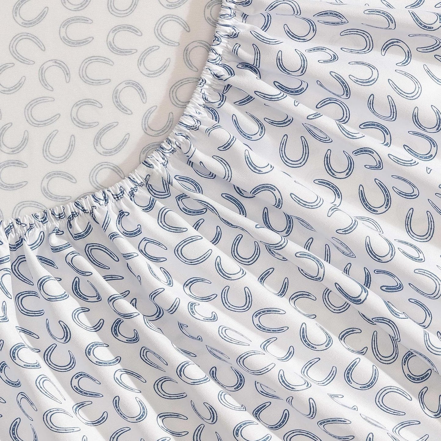Wrangler - Queen Sheet Set, Super Soft & Cozy Bedding with Matching Sham(s), Casual Luxurious Bedding Set, Yellowstone Inspired, Oeko-Tex Certified (Horseshoe Blue, Queen)