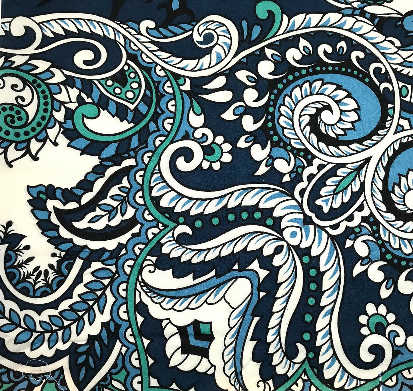Serafina Home Boho Shower Curtain, Navy Teal White Mandala Floral Design, Fabric, 72 x 72 inches, Stain-Resistant, Paisley Pattern, with Hooks