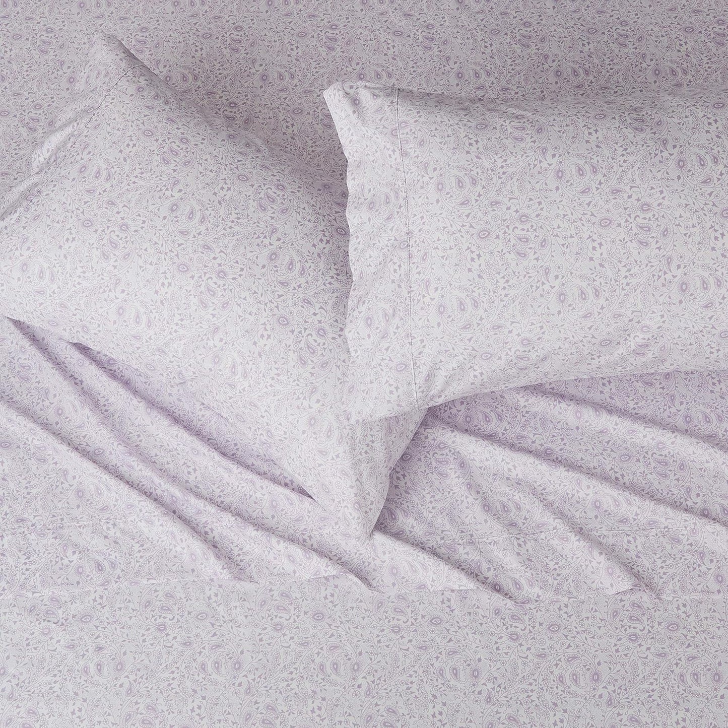 Amazon Basics Lightweight Super Soft Easy Care Microfiber 4 Piece Bed Sheet Set With 14-inch Deep Pockets, Queen, Lavender Paisley,Printed