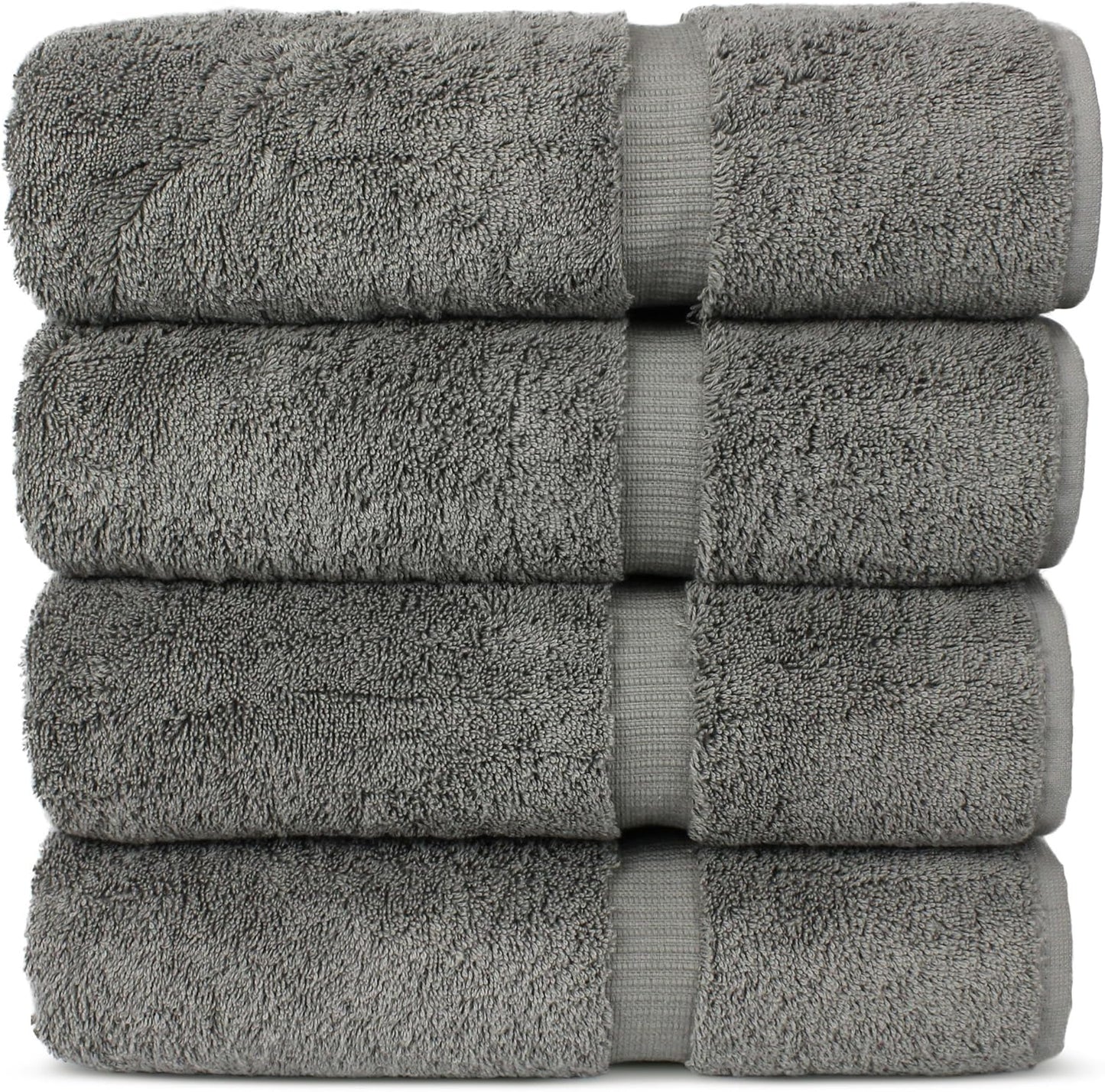Chakir Turkish Linens 100% Cotton Premium Turkish Towels for Bathroom | 27'' x 54'' (4-Piece Bath Towels - Gray)
