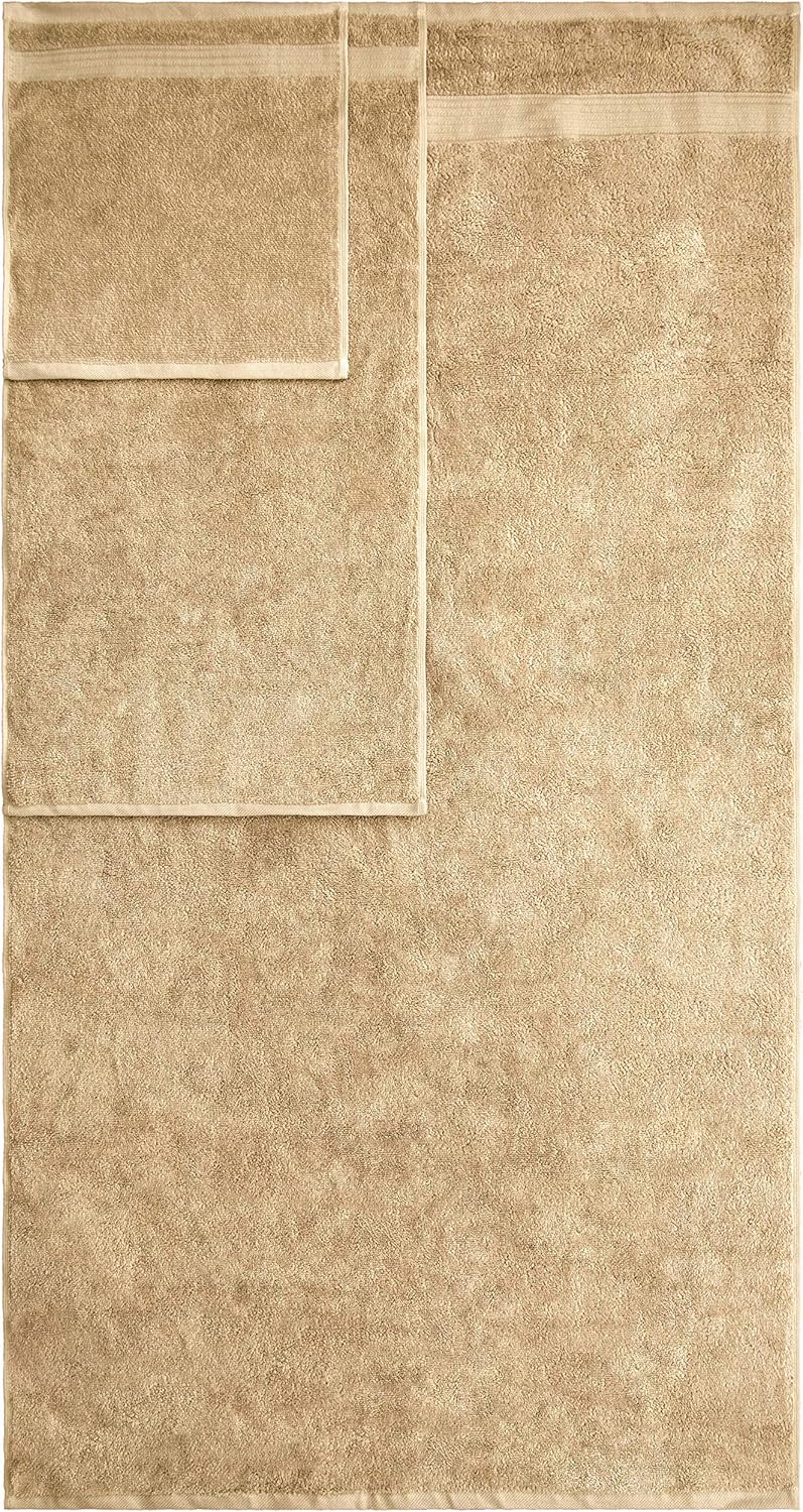 American Veteran Towel, 6 Piece Towel Set for Bathroom, 100% Cotton Turkish Bathroom Towels, 2 Bath Towels 2 Hand Towels 2 Washcloths, Beige