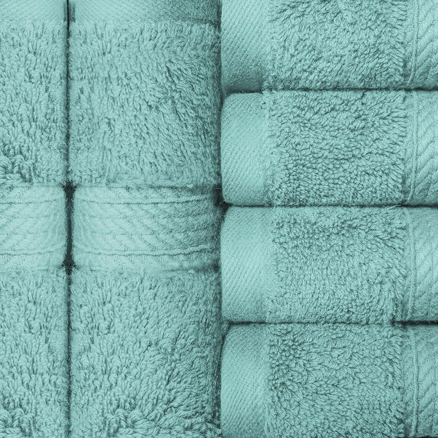 Superior Egyptian Cotton Pile Face Towel/Washcloth Set of 6, Ultra Soft Luxury Towels, Thick Plush Essentials, Absorbent Heavyweight, Guest Bath, Hotel, Spa, Home Bathroom, Shower Basics, Turquoise
