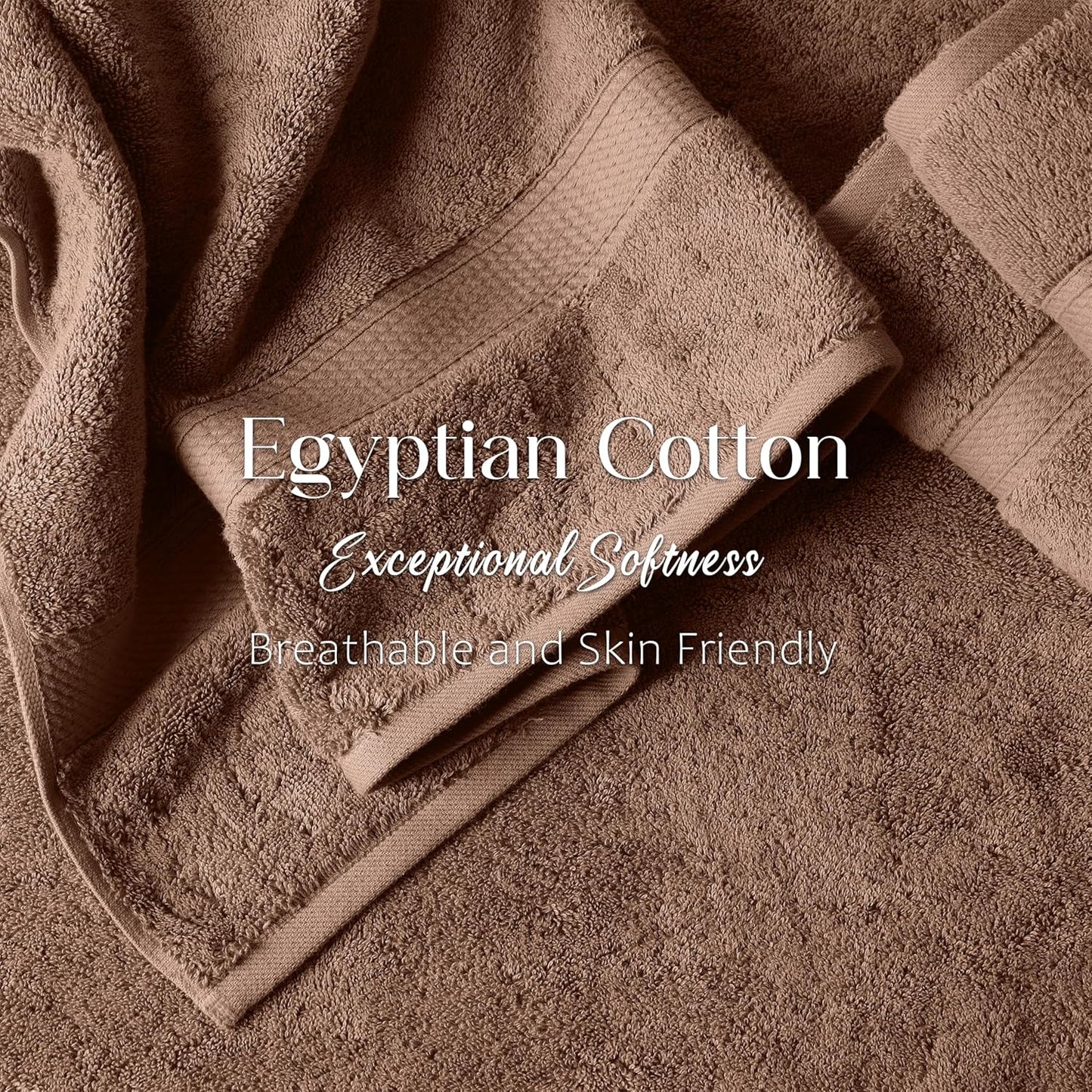 Superior Egyptian Cotton Pile 6 Piece Towel Set, Includes 2 Bath, 2 Hand, 2 Face Towels/Washcloths, Ultra Soft Luxury Towels, Thick Plush Essentials, Guest Bath, Spa, Hotel Bathroom, Chocolate
