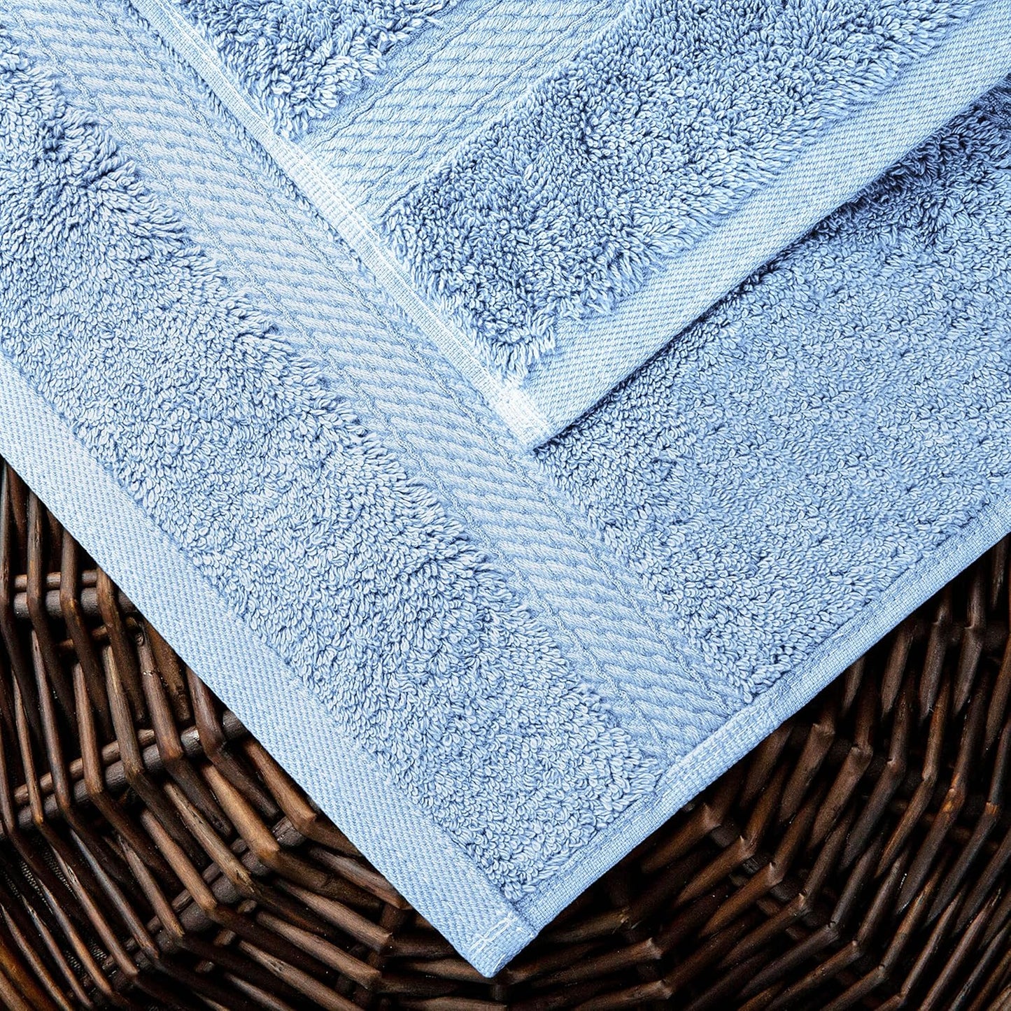 Superior Egyptian Cotton Pile 10 Piece Towel Set, Includes 2 Bath, 4 Hand, 4 Face Towels/Washcloths, Ultra Soft Luxury Towels, Thick Plush Essentials, Guest Bath, Spa, Hotel Bathroom, Light Blue