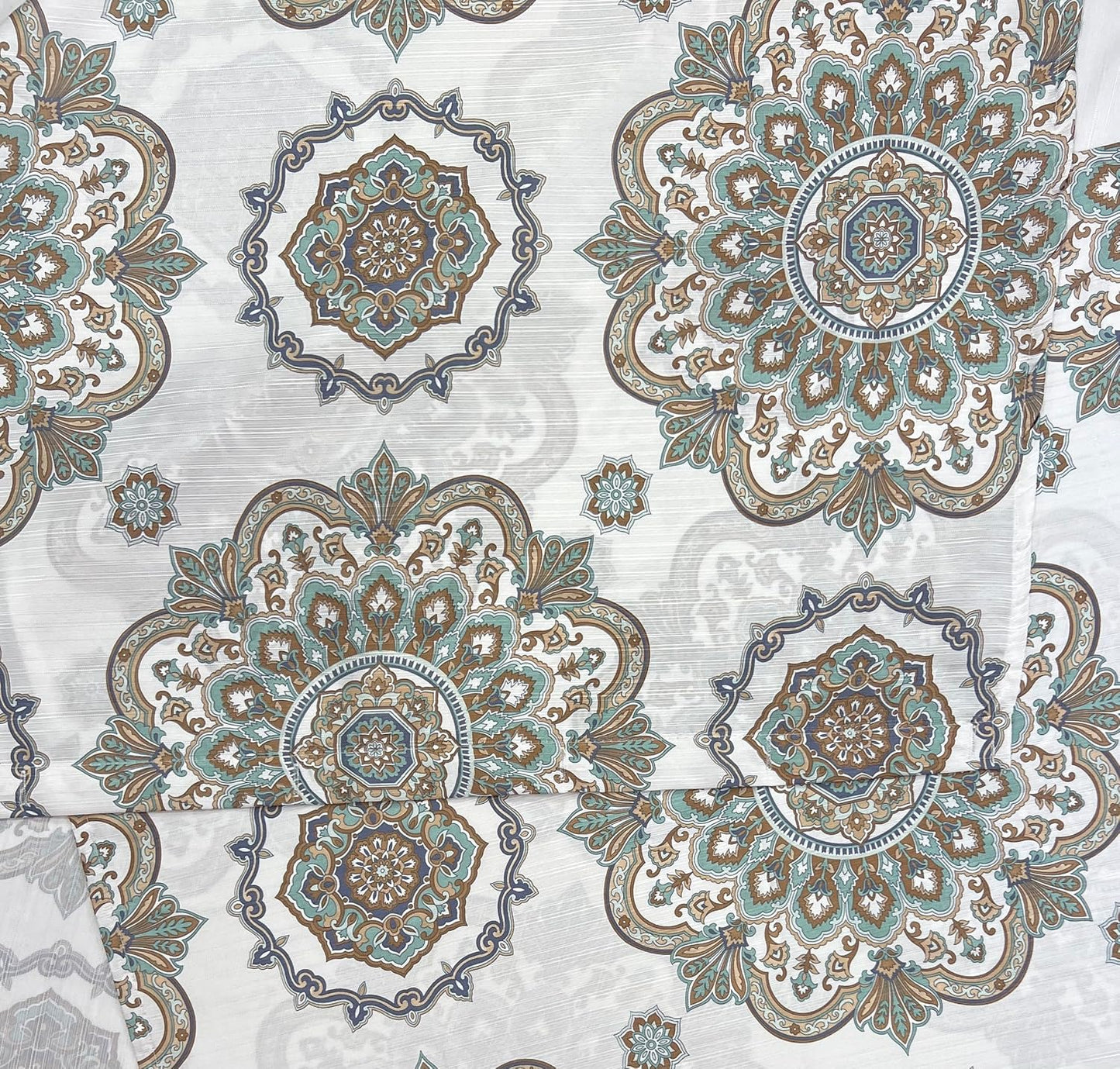 Serafina Home Hotel Quality Fabric Bathroom Shower Curtain: Floral Damask - Blue, Green, Brown, Taupe and Creme (72 x 70 inches)