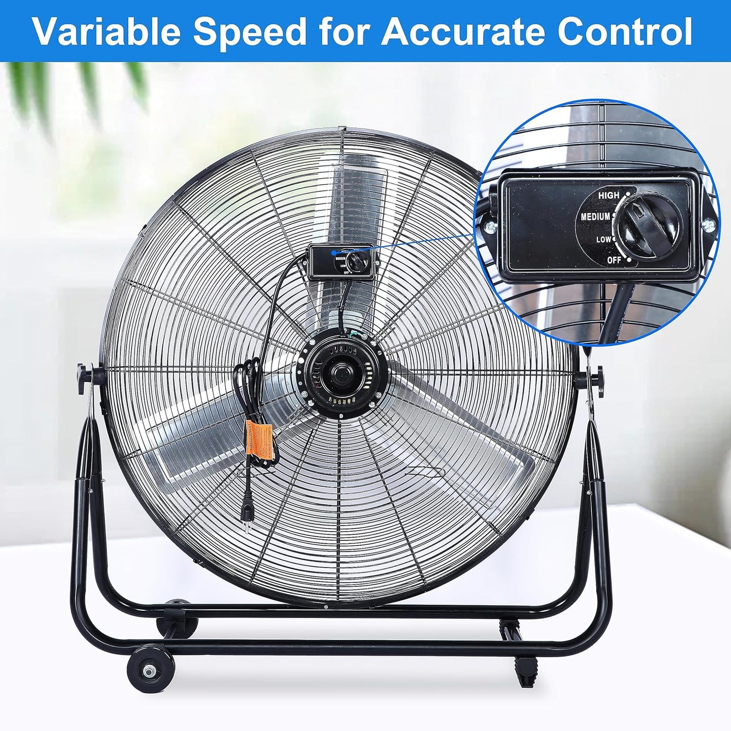 Simple Deluxe Dynamic 30-Inch Floor Fan with Roll Booster - Industrial-Grade Airflow, 360 Degree Adjustable Tilt, and Portable Design for Rapid Cooling and Flexible Air Circulation