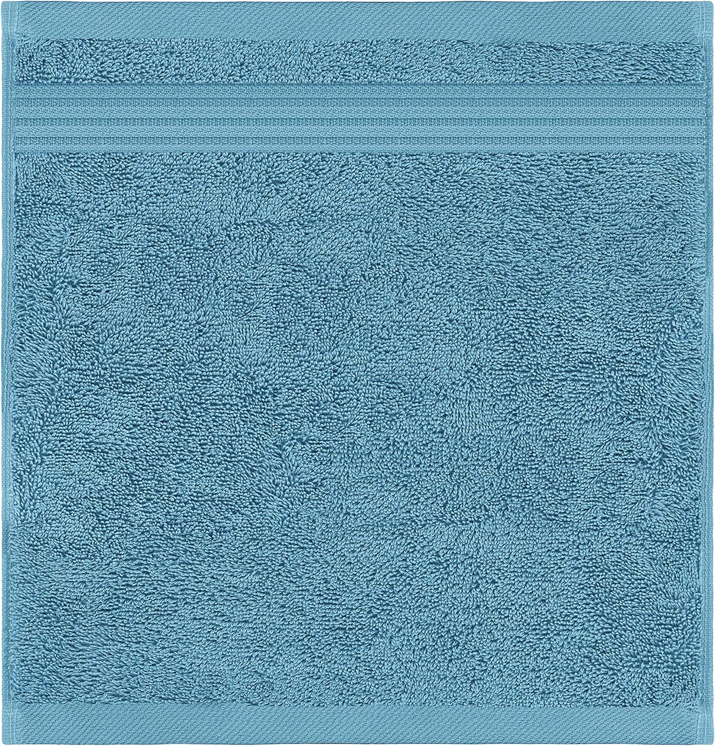 American Veteran Towel, 100% Cotton Turkish Washcloths for Bathroom Essentials 4 Pack, Soft Absorbent Wash Cloths Quick Drying Small Towels Washrags, Sky Blue