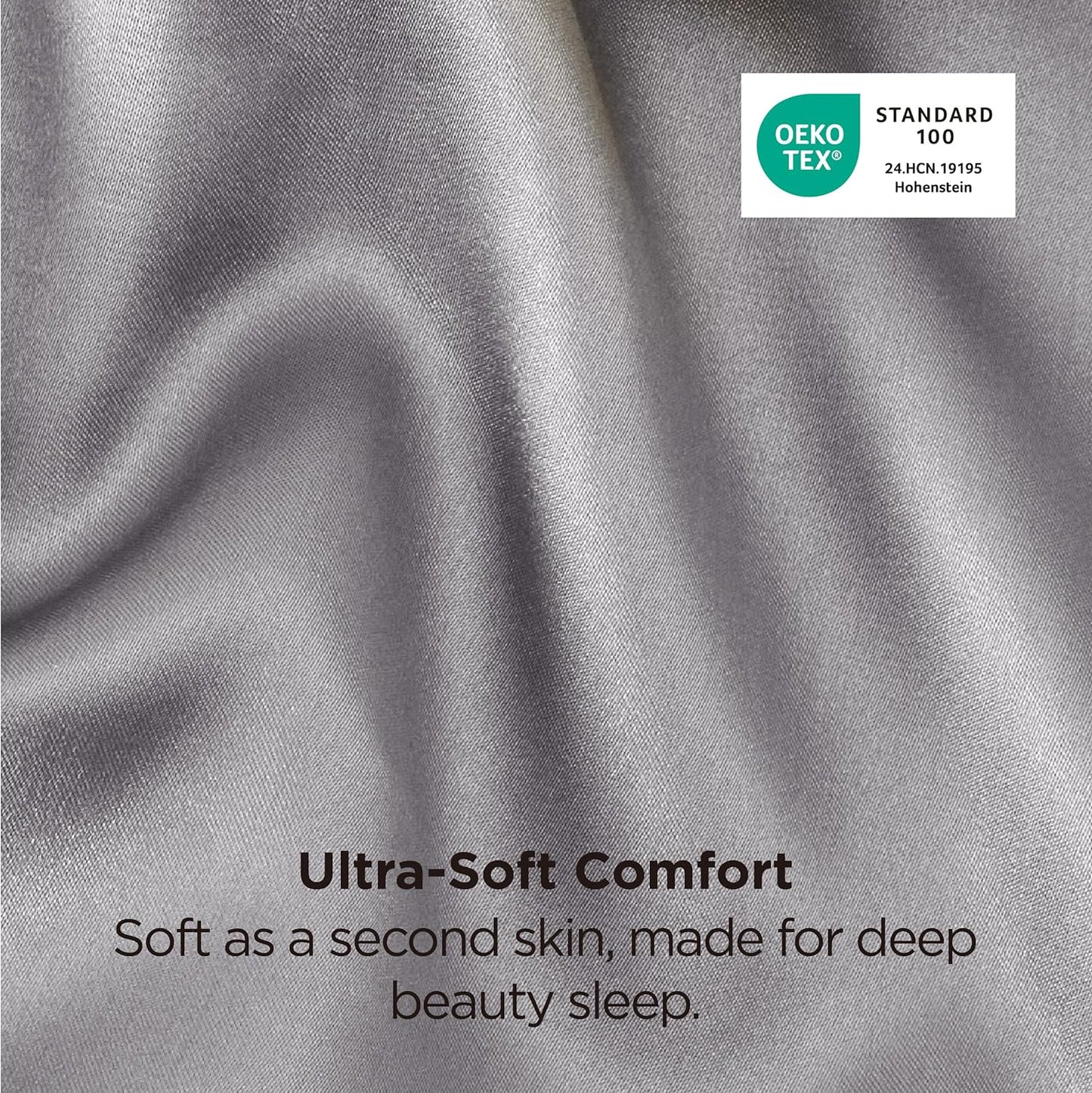 Bedsure Satin Pillowcases, Similar to Silk Pillowcase 2 Pack,Cooling Pillow Case for Sleeping Women with Envelope Closure, Gifts for Women Men, Dark Grey, Queen Size, 20x30 Inches, 2pcs
