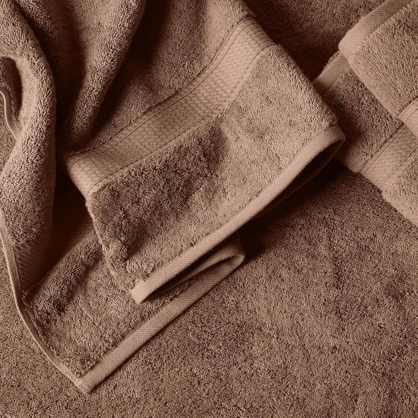 Superior Egyptian Cotton Pile 6 Piece Towel Set, Includes 2 Bath, 2 Hand, 2 Face Towels/Washcloths, Ultra Soft Luxury Towels, Thick Plush Essentials, Guest Bath, Spa, Hotel Bathroom, Chocolate