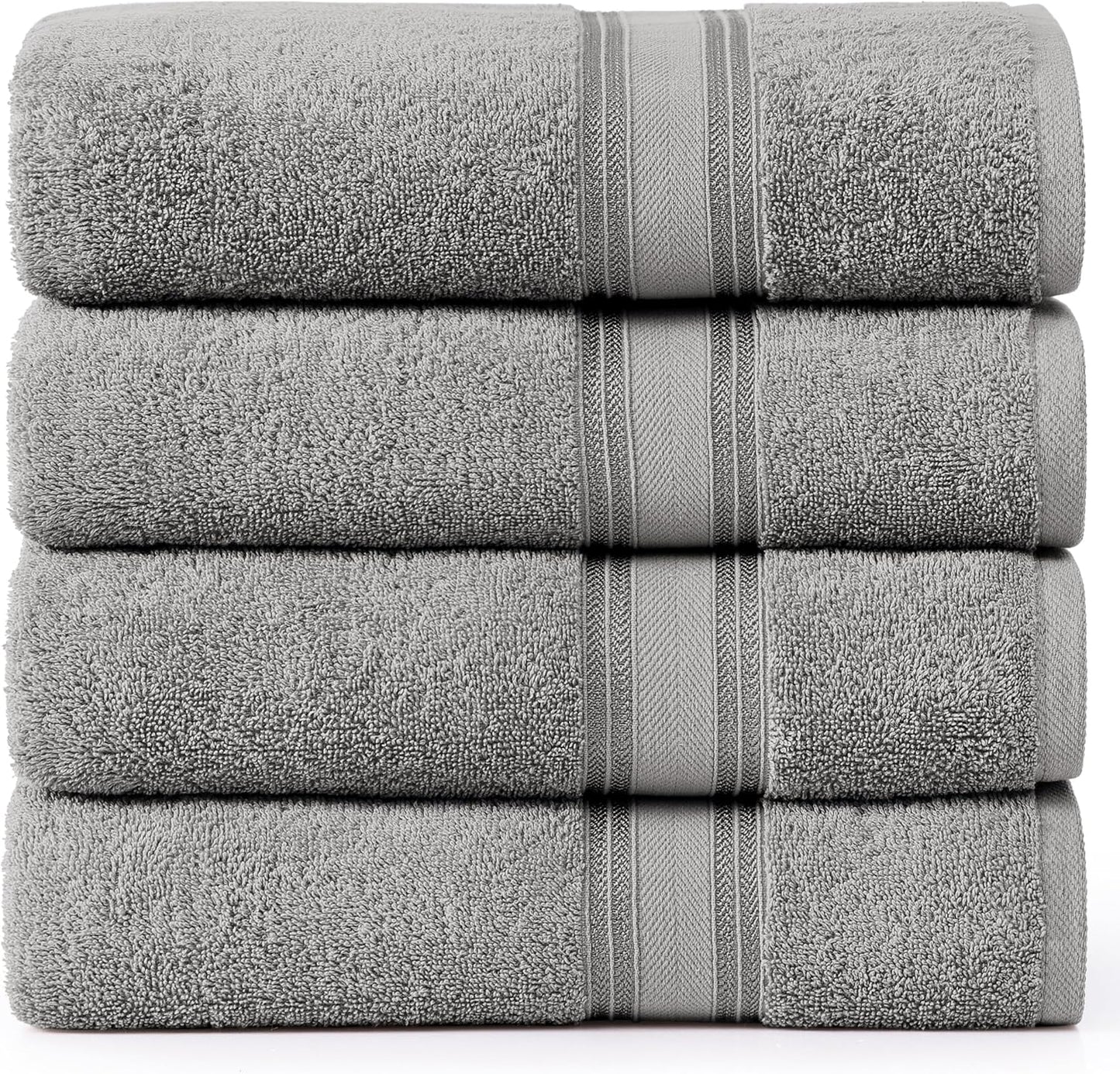 LANE LINEN 100% Cotton Bath Towels Set of 4 (30"x60") - Zero Twist, Mercerized Cotton Extra Large Bathroom Towel Sets - Quick Dry, Soft & Absorbent Grey Towels Set - Pre Shrunk, Fade Resistant - Grey