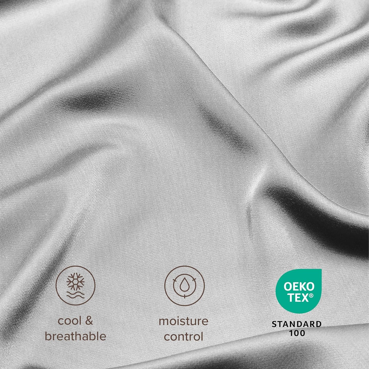 Bare Home 100% Rayon Made from Bamboo Luxury Queen Sheet Set - 4 Piece Bedding Set - Deep Pockets - Cooling Sheets - Breathable - Easy Fit - Soft Bedding Sheets & Pillowcases (Queen, Light Grey)