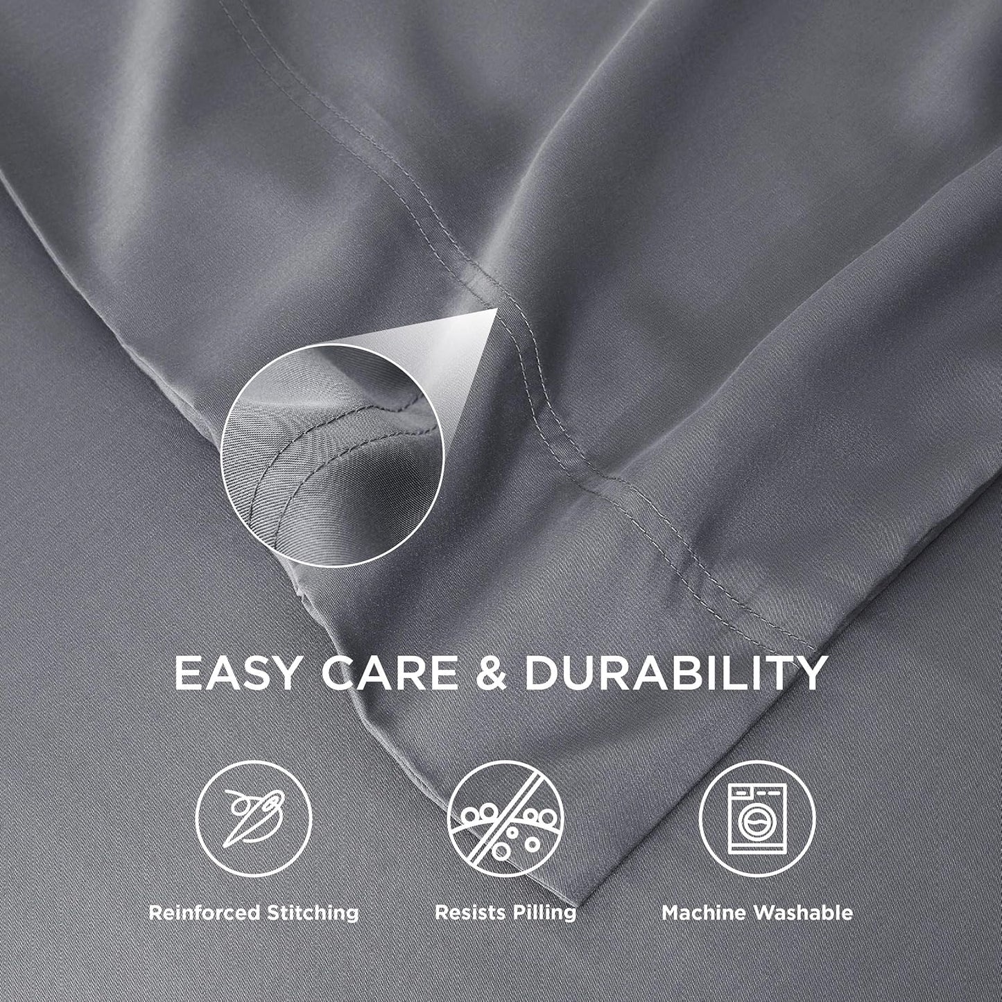 Bedsure King Size Pillow Cases Set of 2, Cooling Pillow Cases King, Rayon Derived from Bamboo Dark Grey Pillowcases, Breathable & Silky Soft Bedding Pillow Covers with Envelope Closure, 20x36 Inches