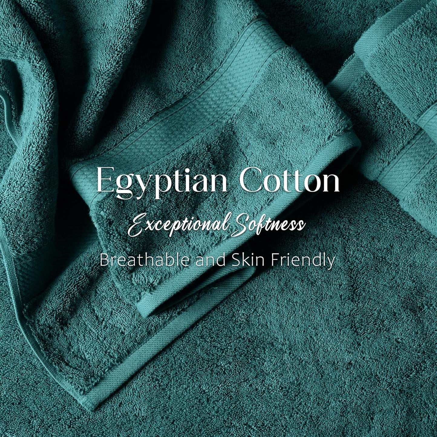 Superior Egyptian Cotton Pile Bath Towel Set of 2, Ultra Soft Luxury Towels, Thick Plush Essentials, Absorbent Heavyweight, Guest Bath, Hotel, Spa, Home Bathroom, Shower Basics, Teal