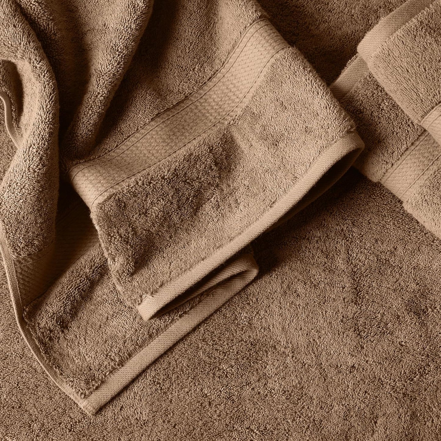 Superior Egyptian Cotton Pile 6 Piece Towel Set, Includes 2 Bath, 2 Hand, 2 Face Towels/Washcloths, Ultra Soft Luxury Towels, Thick Plush Essentials, Guest Bath, Spa, Hotel Bathroom, Latte