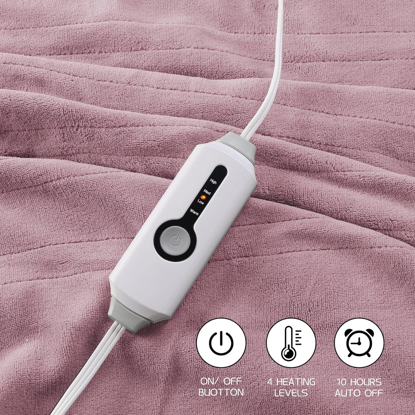 Electric Heated Blanket 72"x84" Full Size, Soft Coral Fleece with 4 Heating Levels and 10 Hours Auto-Off, Machine Washable, Cozy Plush Fabric for Home, Purple