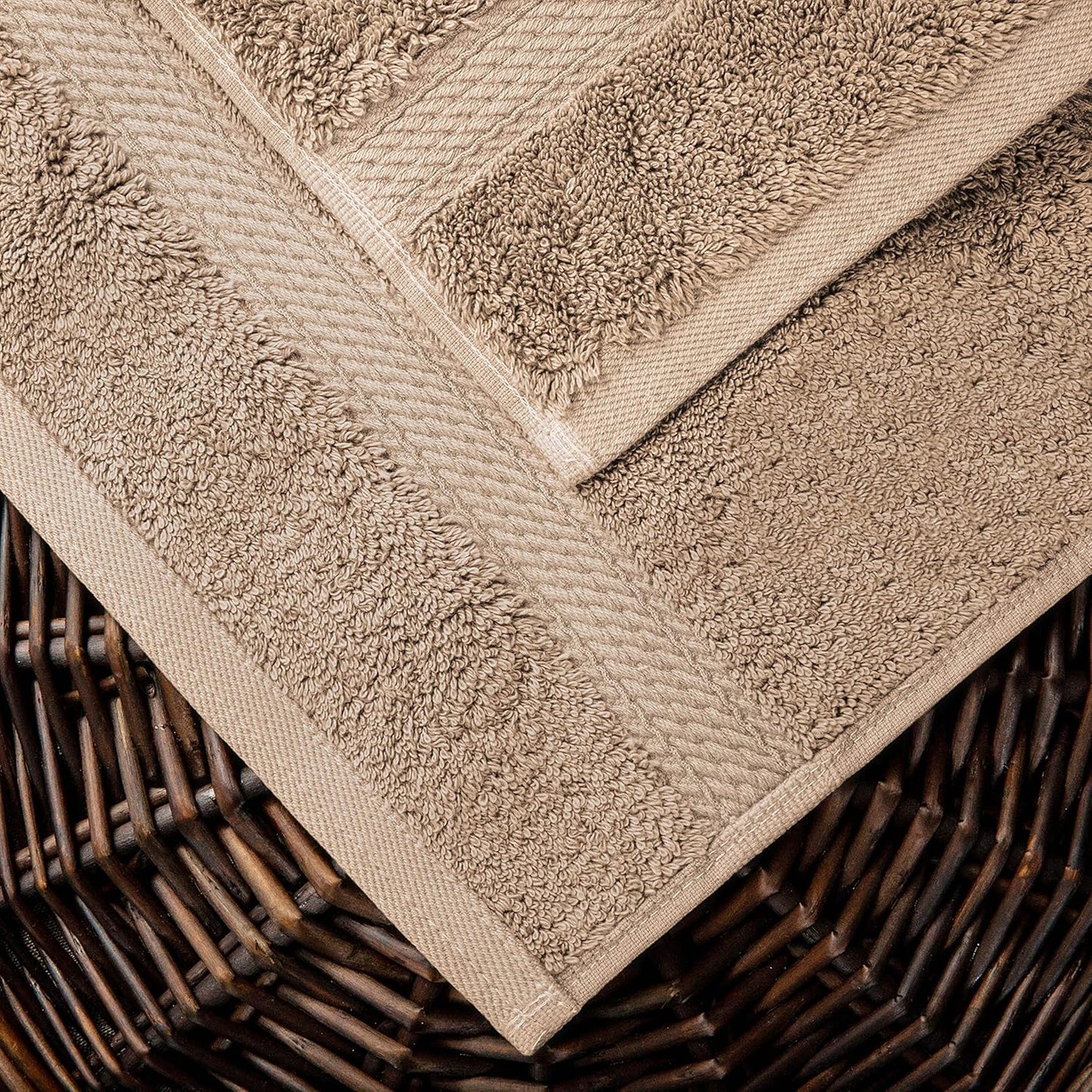 Superior Egyptian Cotton Pile 10 Piece Towel Set, Includes 2 Bath, 4 Hand, 4 Face Towels/Washcloths, Ultra Soft Luxury Towels, Thick Plush Essentials, Guest Bath, Spa, Hotel Bathroom, Latte
