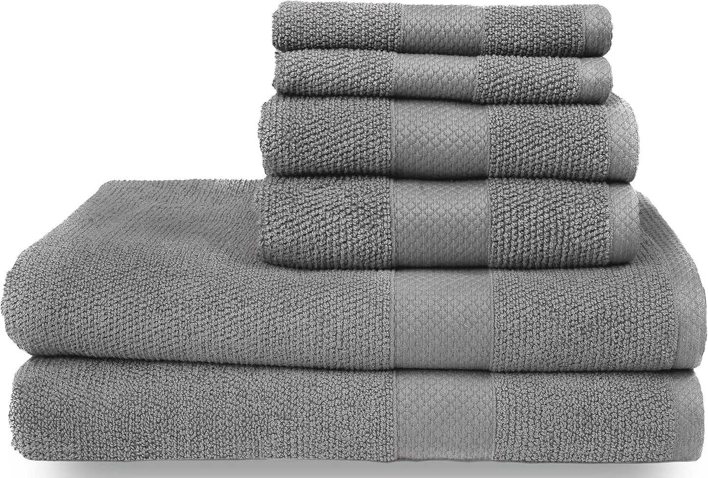 MAURA Premium Bath Towel Set 100% Cotton. 6 Piece Ultra Absorbent Quick Dry Soft Terry Bath Towels for Bathroom, Hotel and Spa Quality, Cool Grey