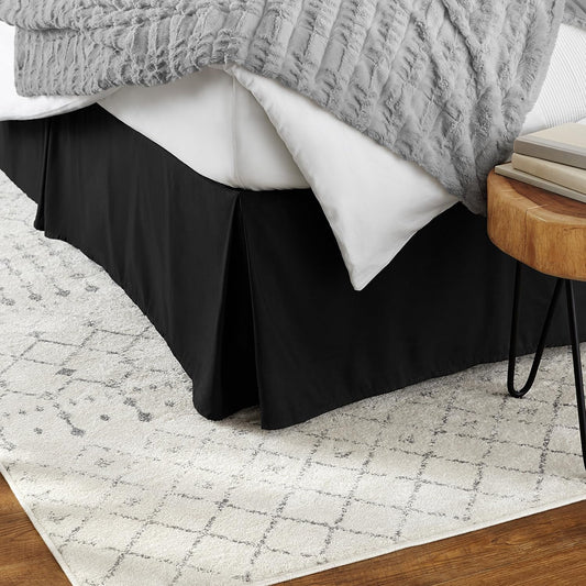 Amazon Basics Lightweight Pleated Bed Skirt, King, Black, Solid